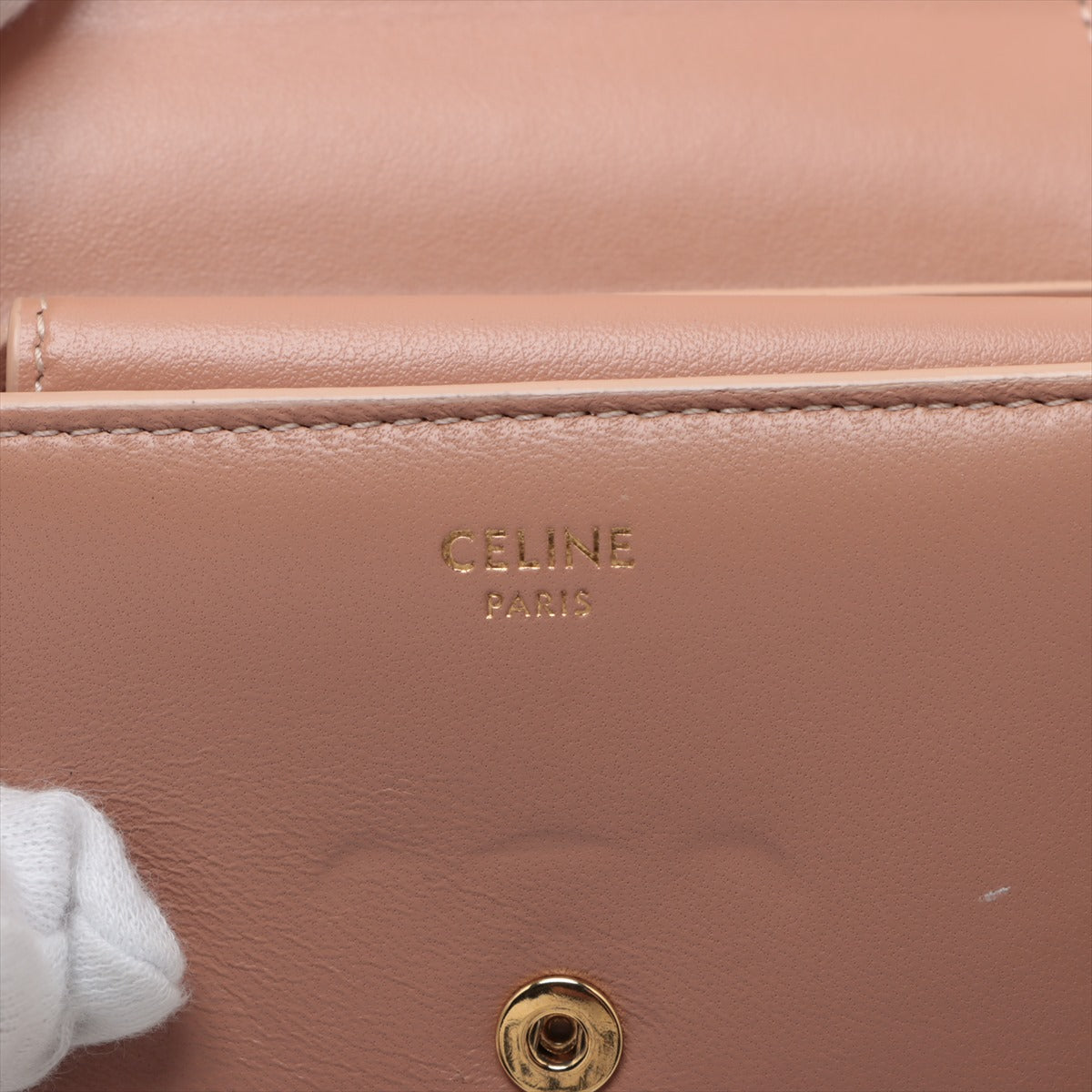Celine Triomphe Beige Compact Flap Card Holder Wallet for Women | Luxury Leather Credit Card Case | Perfect for Everyday Use & Travel Accessories