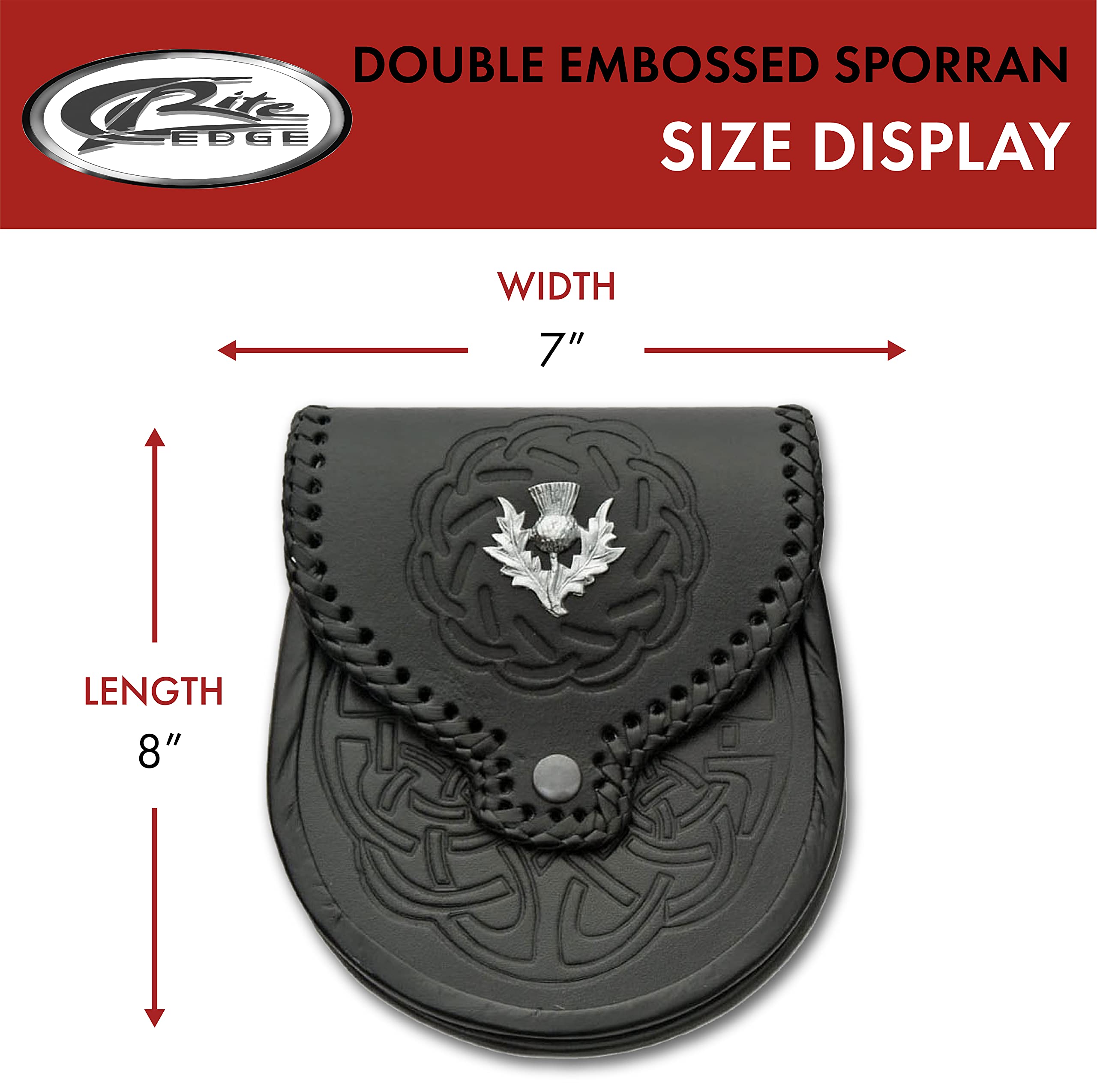 Authentic Szco Supplies Double Embossed Leather Sporran | Traditional Scottish Kilt Accessory for Men | Perfect for Highland Dress, Weddings & Celtic Events