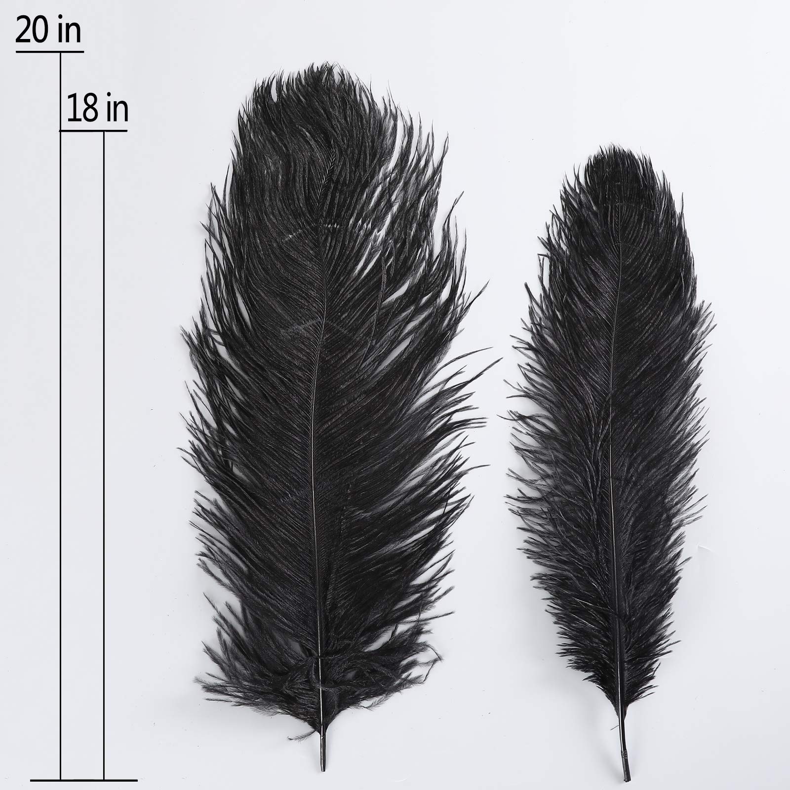 Natural Black Ostrich Feathers 18-20 inch (50pcs) for Wedding Centerpieces, Home Decor, Flower Arrangements, DIY Crafts - Perfect for Christmas Decorations, Party Decor, and Event Styling