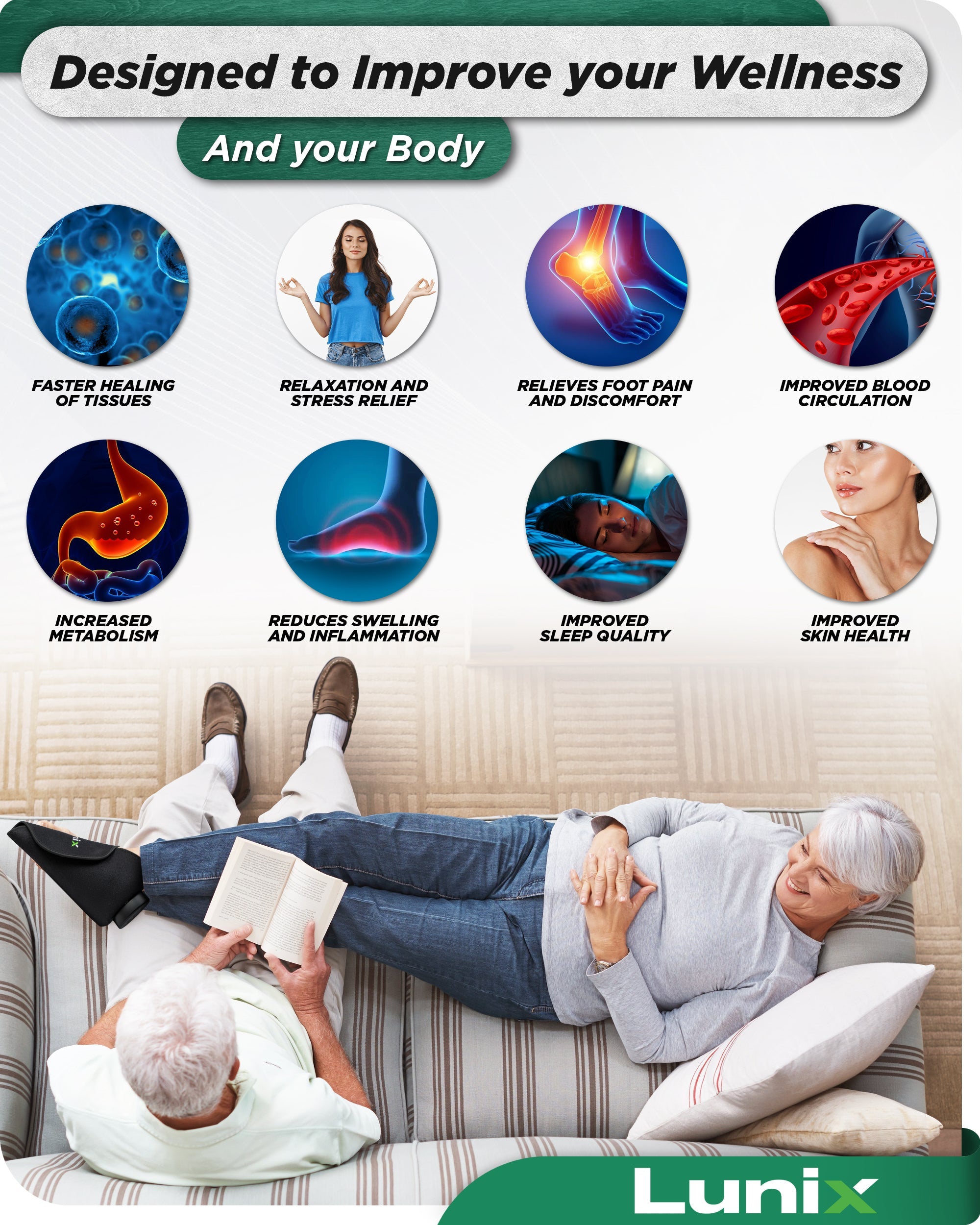 LX24 Red Light Therapy Device for Feet Pain Relief - FDA Approved Infrared Light Therapy for Plantar Fasciitis, Neuropathy & Circulation - Home Use Foot Pain Treatment for Athletes & Seniors