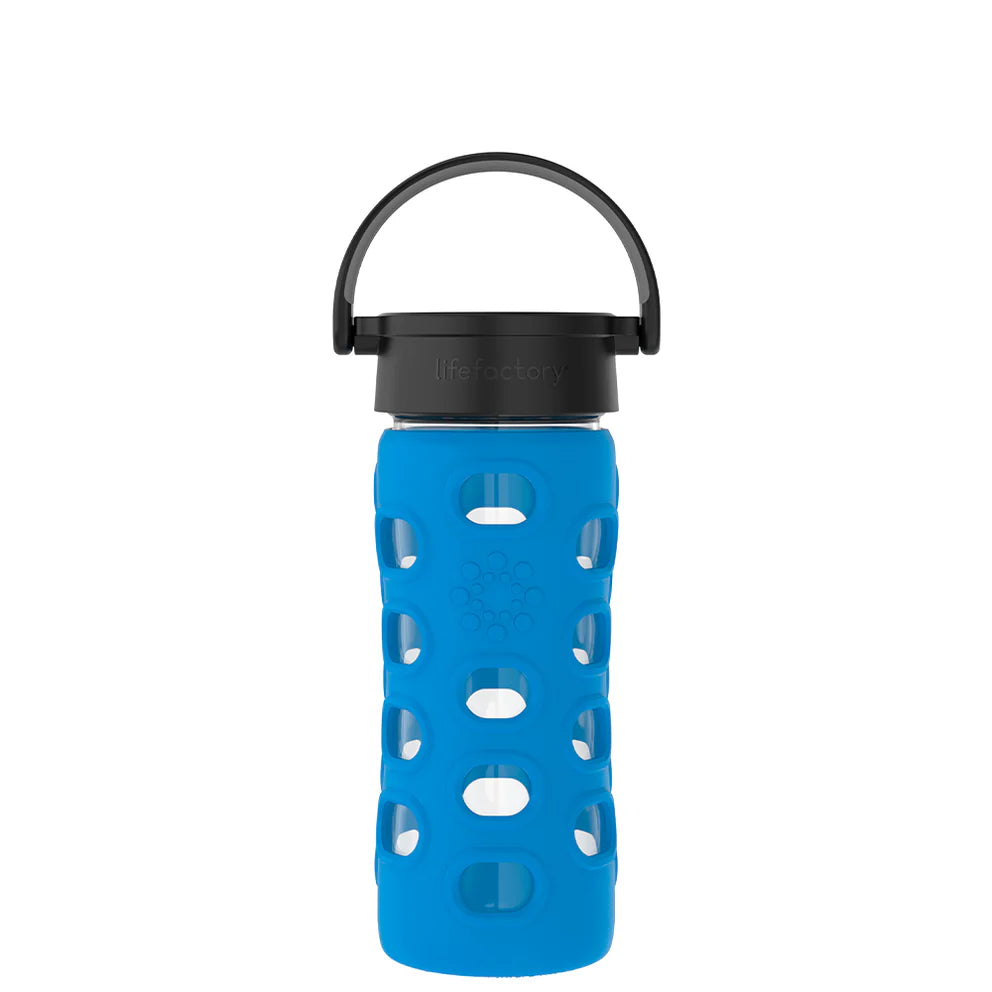Lifefactory 12oz (350ml) Glass Water Bottle - BPA-Free, Leak-Proof, Durable for Kids & Adults - Perfect for School, Gym, Hiking & Travel