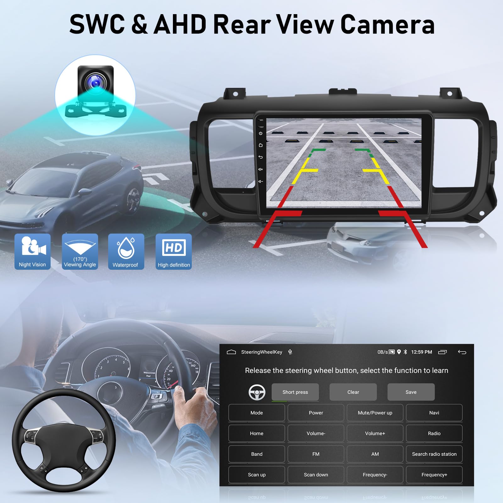 NHOPEEW Android 13 Car Stereo for Citroen Jumpy 3/Peugeot Expert/Toyota Proace 2016-2021 - Wireless CarPlay & Android Auto, WiFi GPS, Steering Wheel Control, EQ Split Screen + Backup Camera | Perfect for Hands-Free Calling, Navigation & Parking Assistance