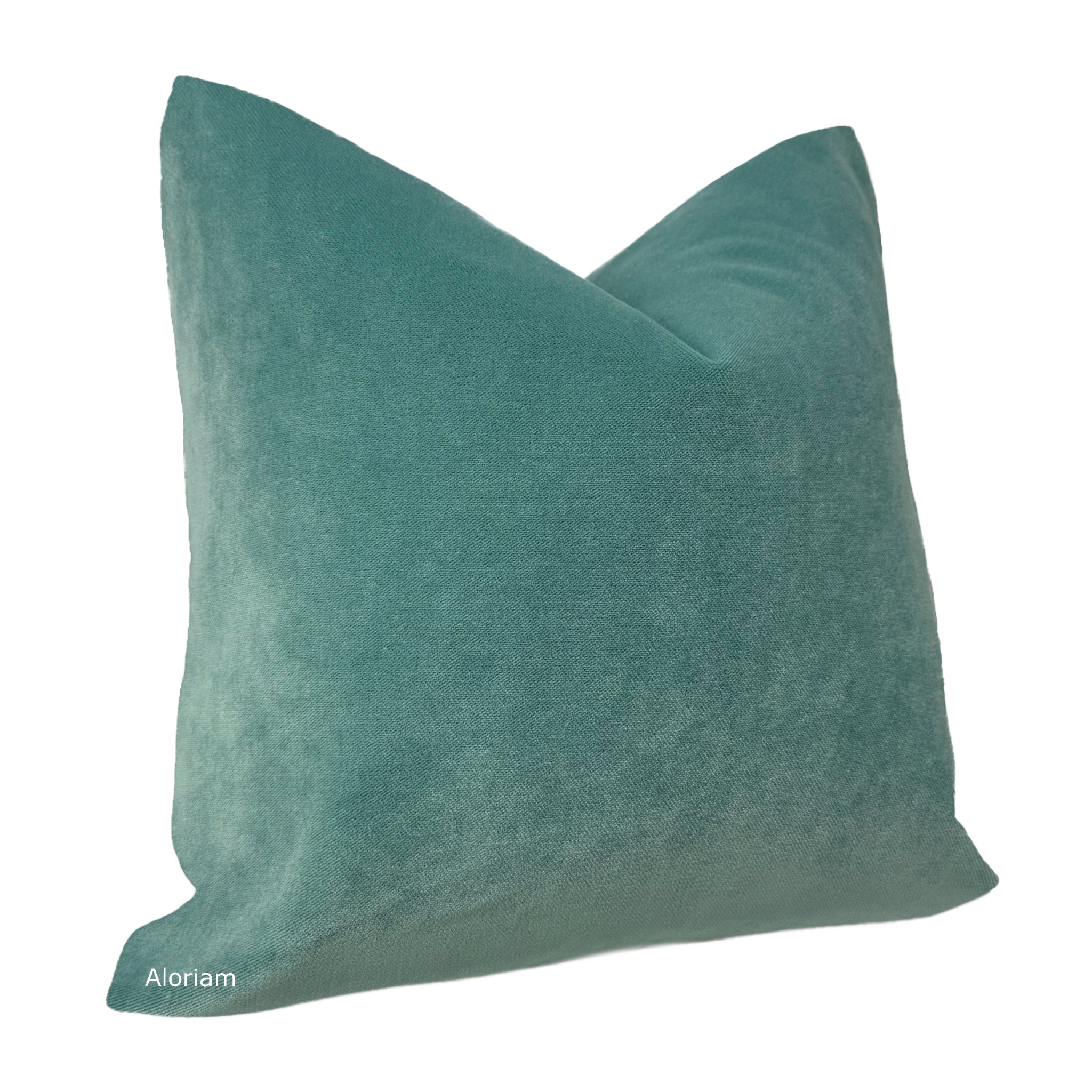Lexington Aqua Lagoon Velvet Pillow Cover - Soft Luxury Decorative Cushion Case for Sofa, Bed, Living Room & Home Decor