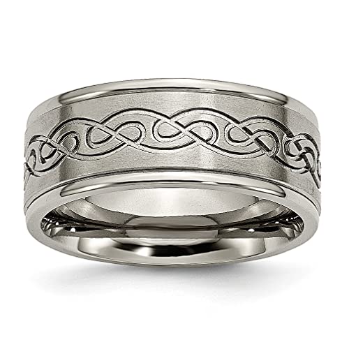 ICE CARATS 9mm Titanium Band Ring for Men - Durable Wedding Ring, Fashion Jewelry Gift for Dad, Husband & Boyfriend - Perfect for Anniversaries, Engagements & Special Occasions