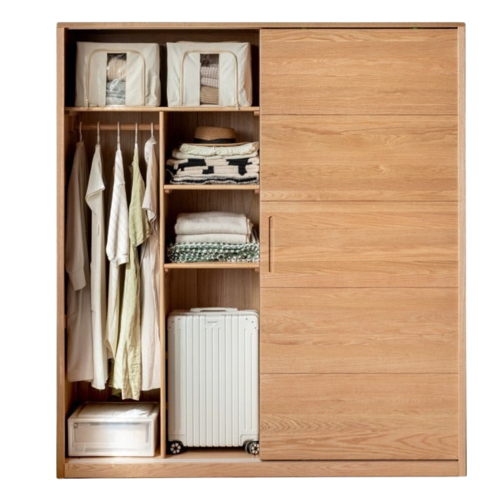 70.9x24.8x78.7 inch / 180x63x200 сm /  Natural wood color / sliding door wardrobe