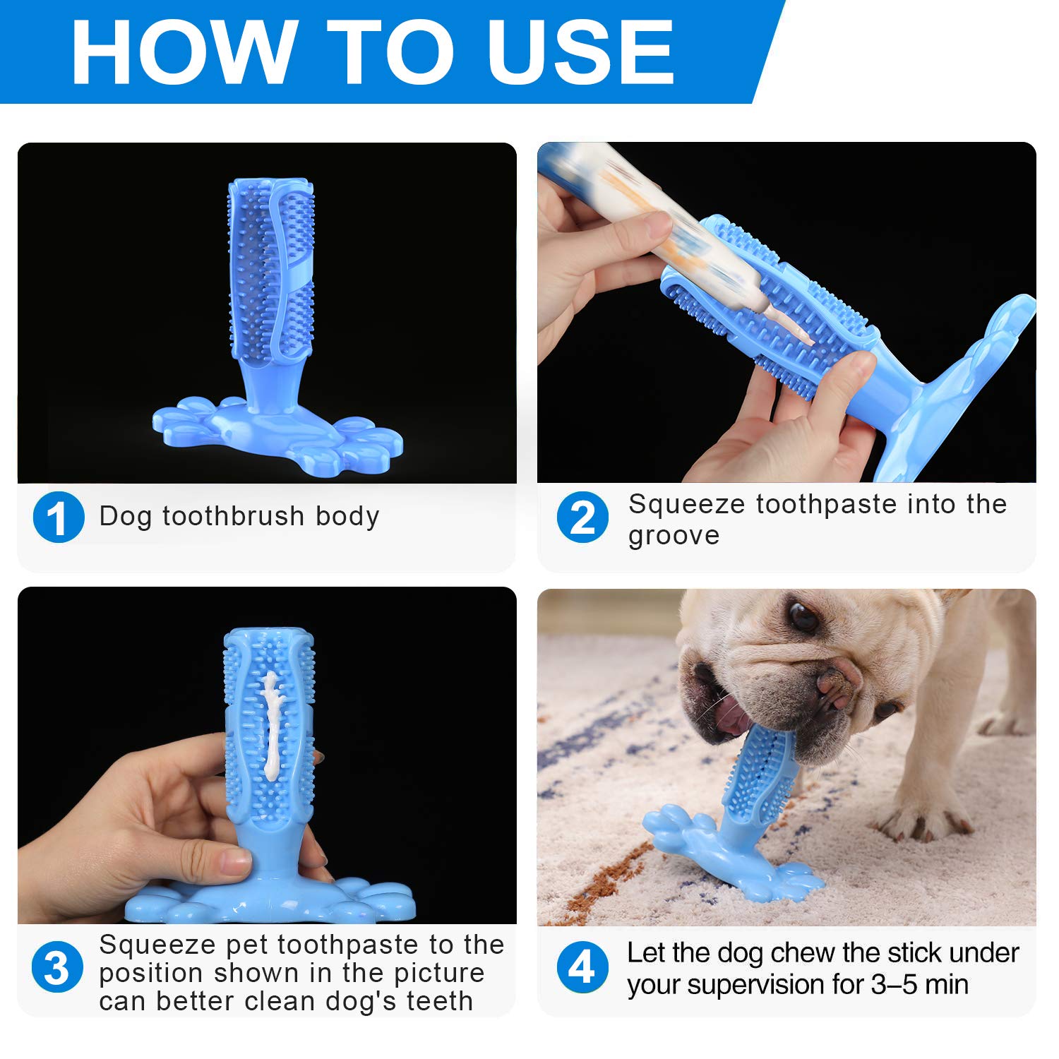 Natural Rubber Dog Toothbrush Chew Toy - Puppy Dental Care for Teeth Cleaning | Play & Oral Care