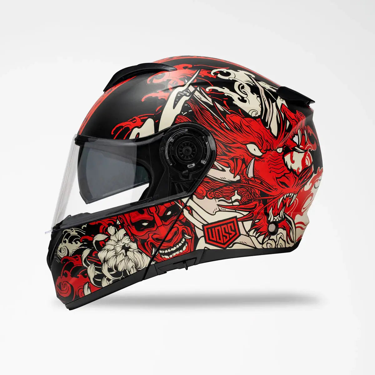 Voss 580 Conquest Matte Red Dragon Motorcycle Helmet - Lightweight DOT Certified Full Face Helmet for Street & Racing Bikes - Perfect for Cruising, Track Days & High-Speed Riding