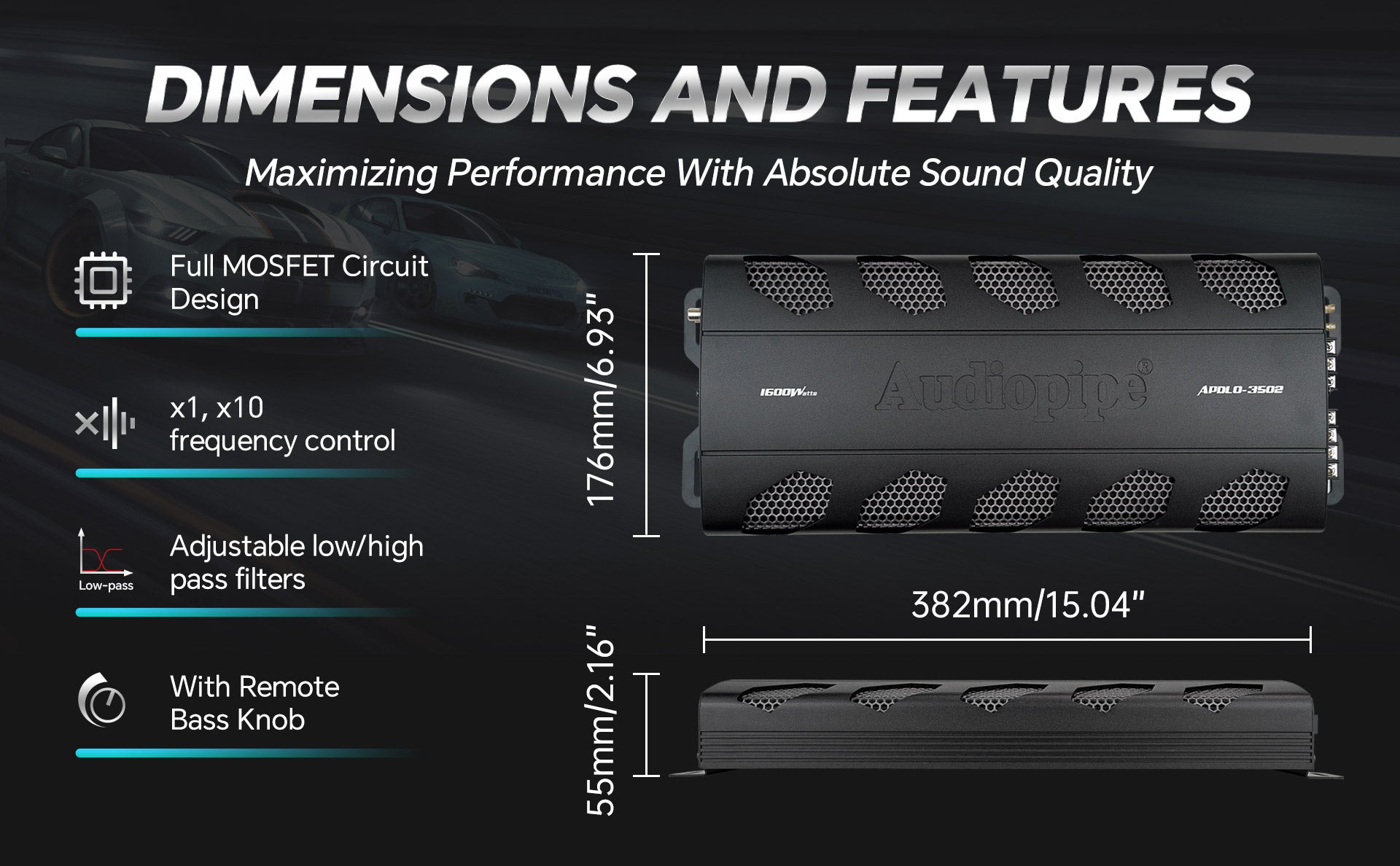 2 Channel Class A/B Mosfet Power Amplifier (APDLO 3502) - High-Performance Audio Amp for Home Theater, Car Audio & Live Sound Systems