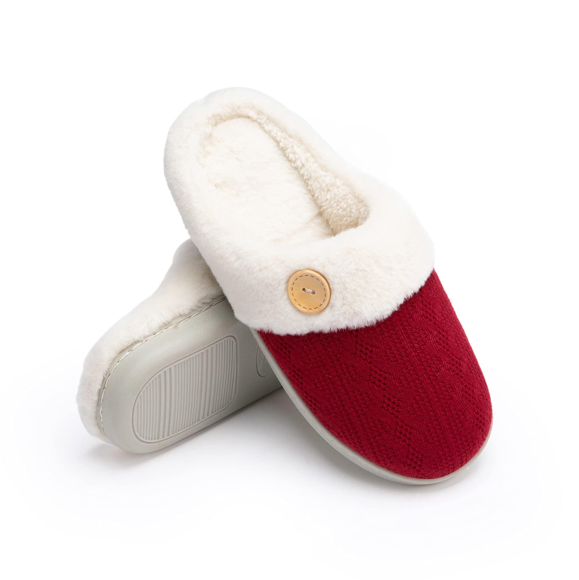 Women's Fuzzy Warm House Slippers - Soft Plush Knitted Indoor/Outdoor Winter Slippers for Women | Cozy Homewear for Relaxing, Lounging & Cold Weather Comfort