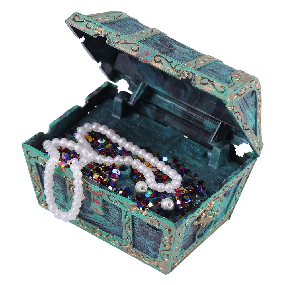 Zerodis Aquarium Decorations - Resin Treasure Box Ornament for Fish Tank, Artificial Jewelry Box Landscape Decor (Green) | Perfect for Freshwater & Saltwater Aquariums, Fish Hideouts & Themed Tank Designs