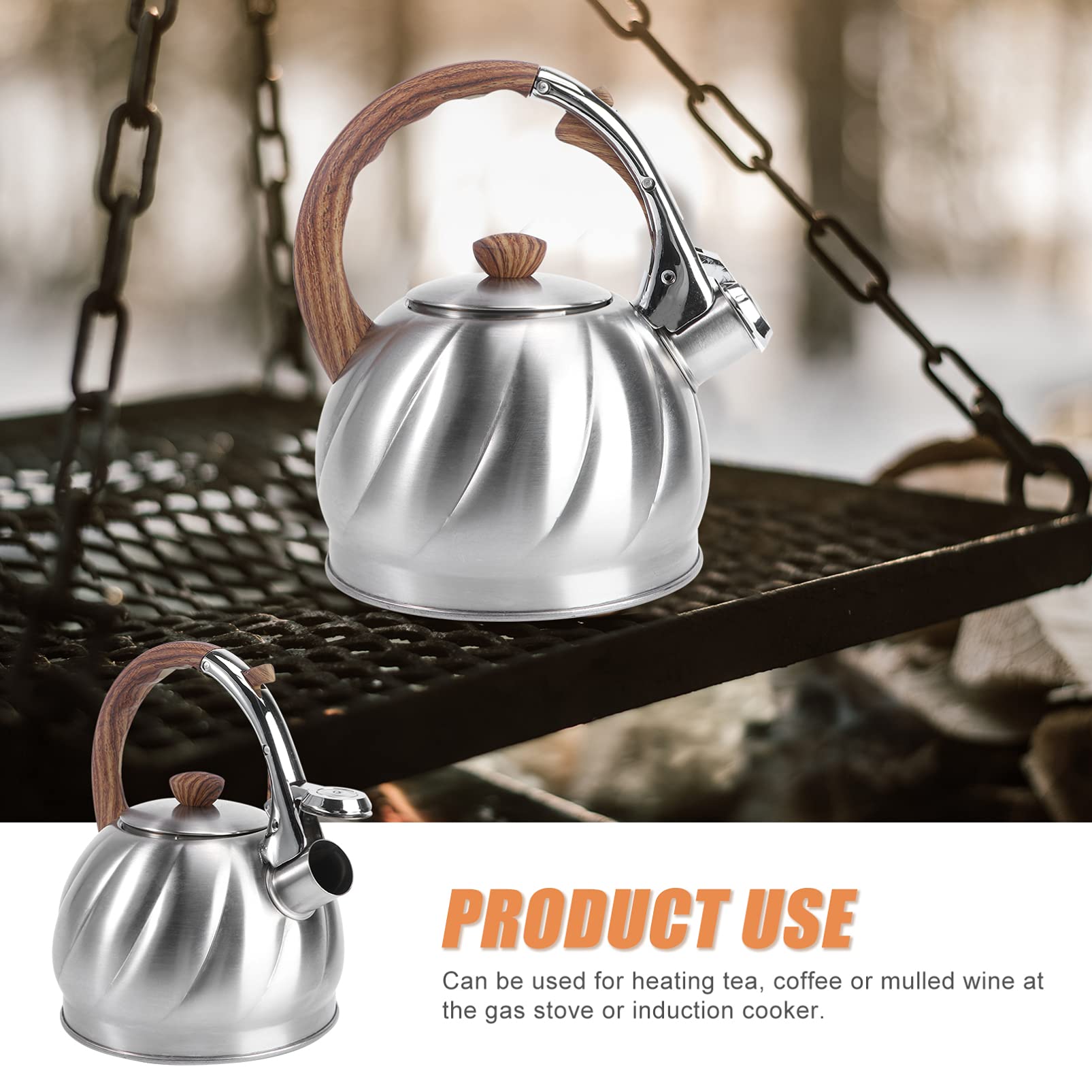 1pc Whistling Tea Kettle - Stainless Steel Stovetop Whistling Teapot with Loud Buzzing Alert, Practical Water Boiling Pot for Kitchen, Perfect for Making Tea, Coffee or Hot Water for Camping & Home Use