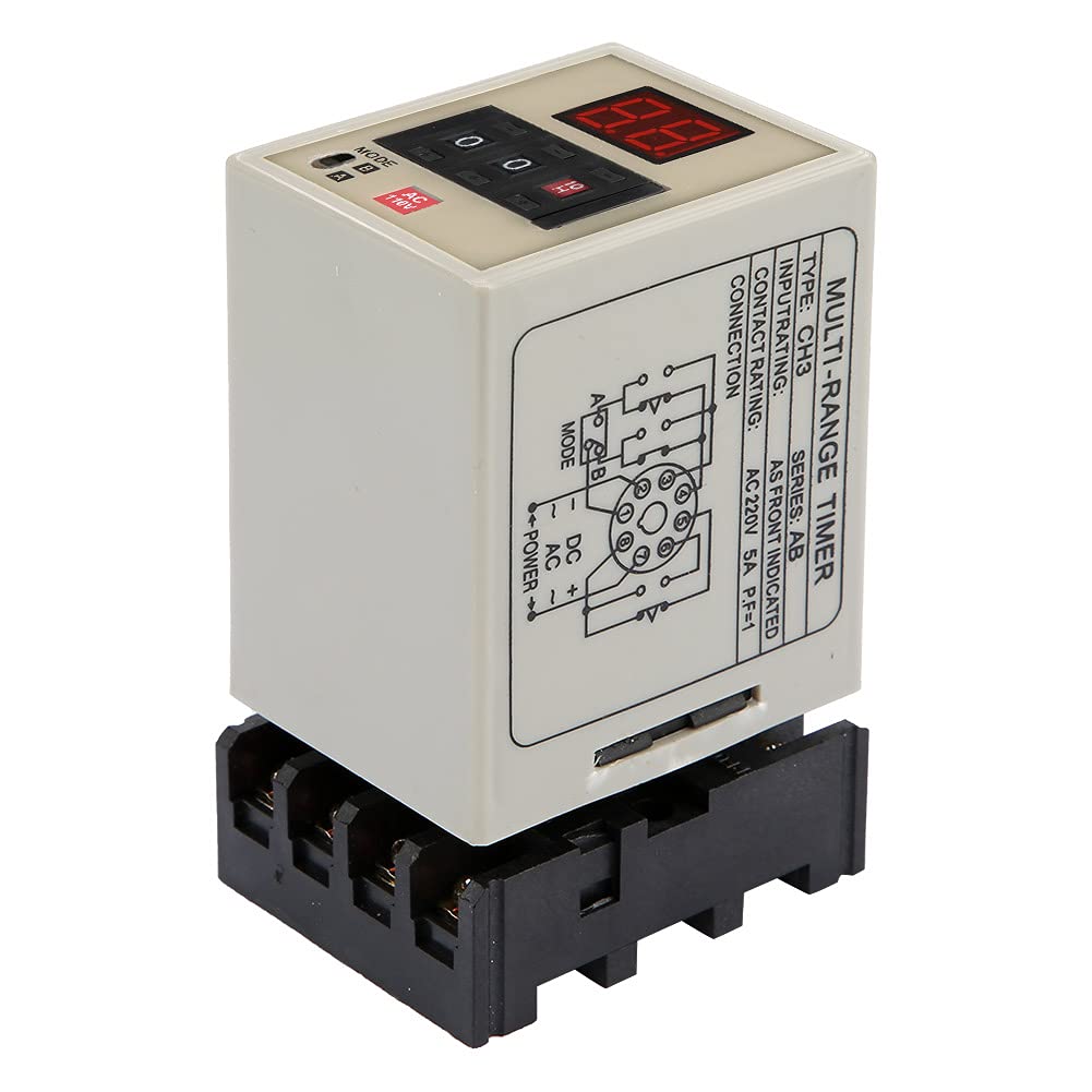 Digital Delay Timer Relay AH3-DM - Dual Mode 0.01S-99H with LED Display | 12V/24V/110V/220V/380V (DC 12V & AC 110V) | Perfect for Industrial Automation, HVAC Systems & Electrical Control Panels