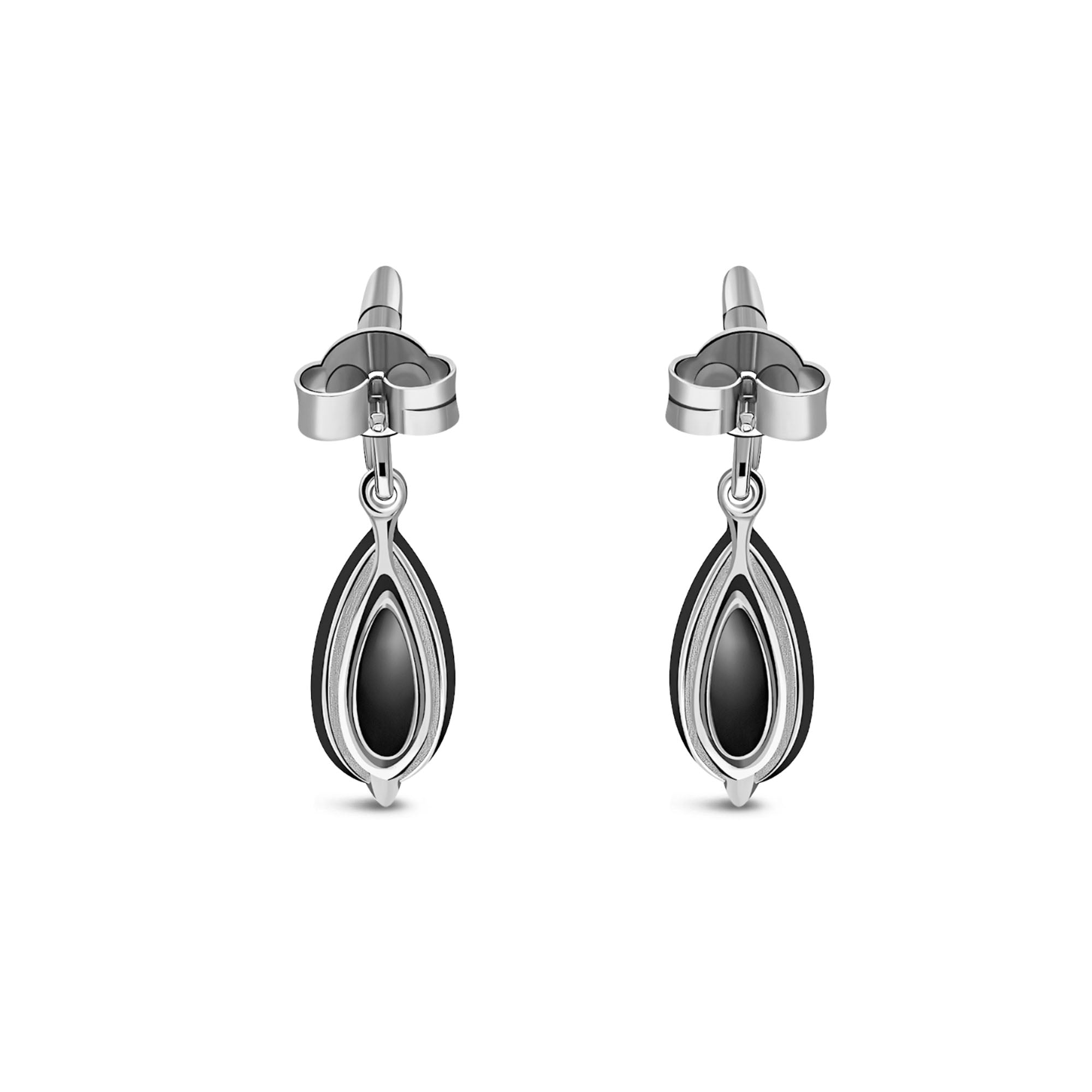 Whitby Jet Teardrop Sterling Silver Cradle Earrings - Elegant Dangle Earrings for Women, Perfect for Weddings, Parties & Evening Events