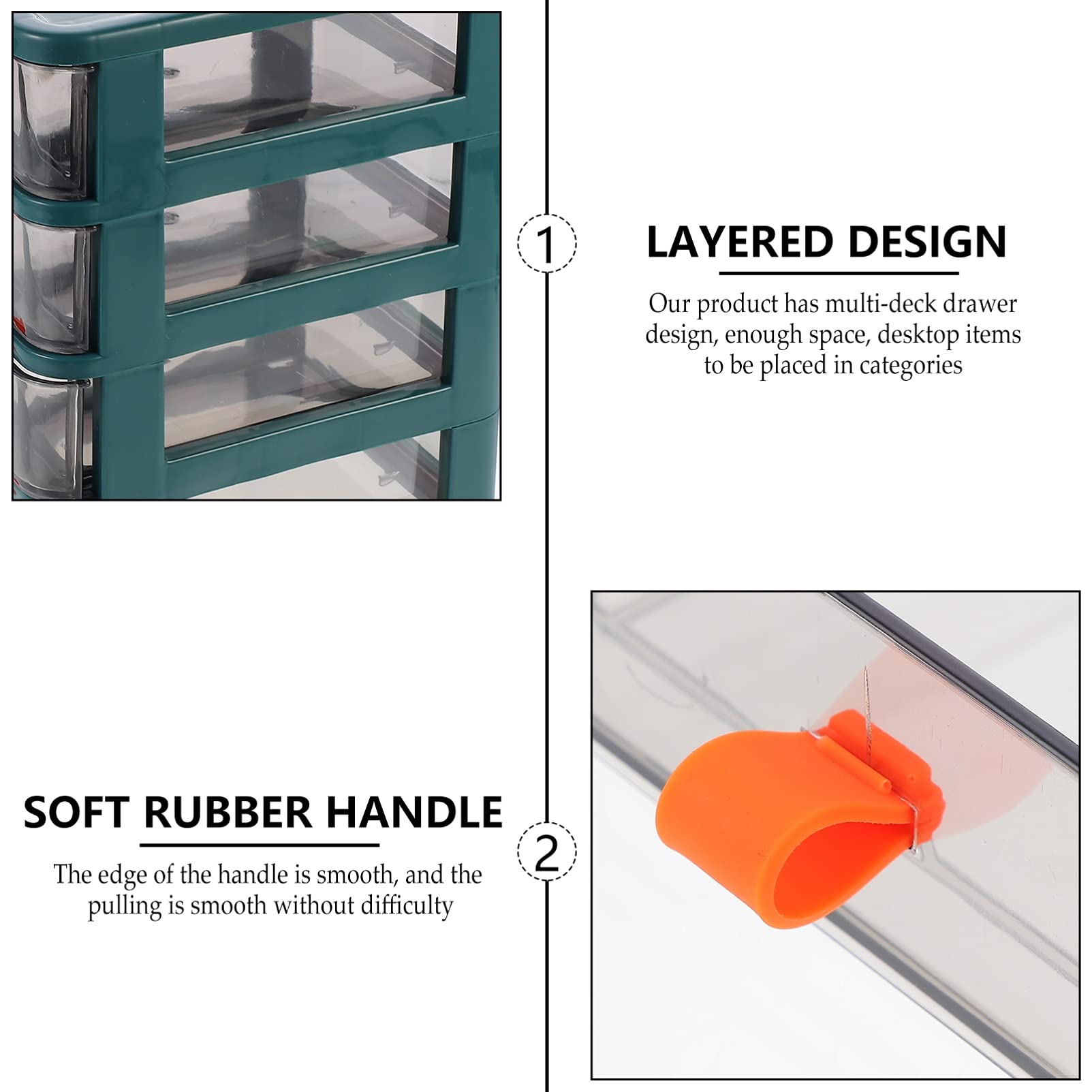 Veemoon 4-Layer Plastic Drawer Organizer - Stackable Desktop Storage Box for Makeup Brushes, Office Supplies & Cosmetics | Space-Saving Home & Office Organization Solution for Desk, Vanity & Workstation (Green)