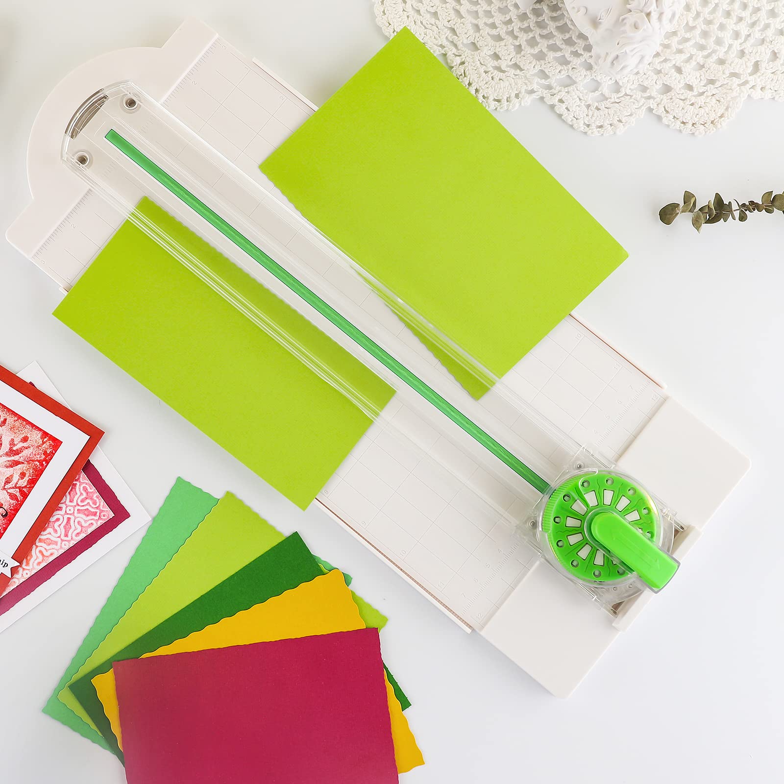 12-in-1 Mini Paper Cutter - Cardstock Paper Trimmer with Decorative Blades for Scrapbooking, Crafting, Postcards & DIY Projects | Perfect for Creating Decorative Edges on Invitations, Journals & Photo Albums