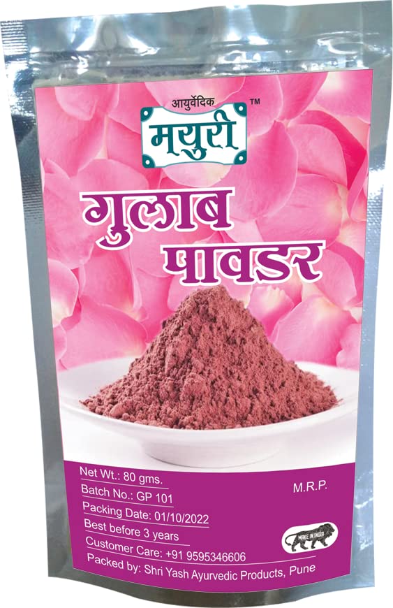 Mayuri Gulab Powder Rose Powder Face Mask for Glowing Skin - 80gm | Natural Skin Care Treatment for Brightening & Hydration | Perfect for Spa Day & DIY Beauty Routine