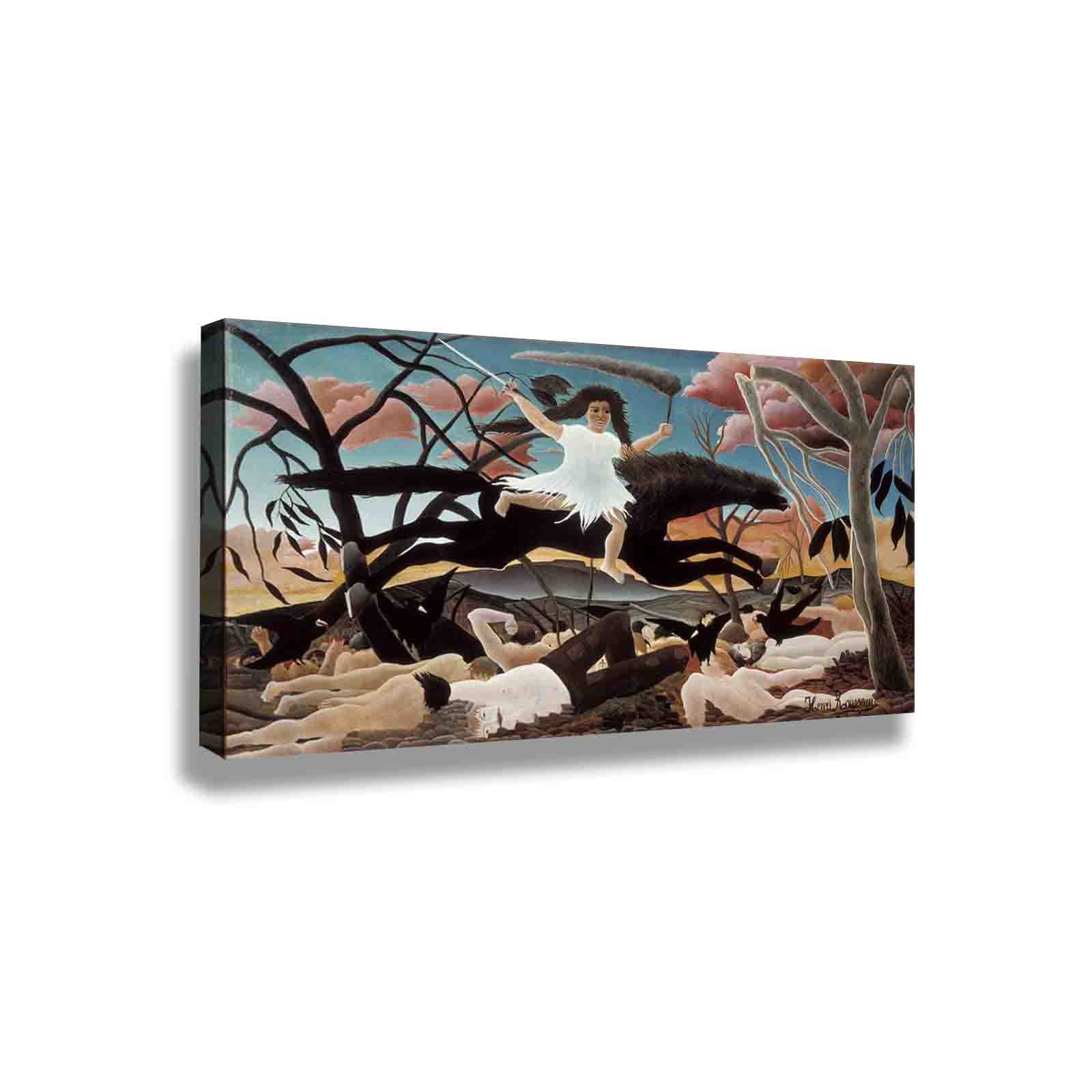 Henri Rousseau 'War or the Ride of Discord' Abstract Painting Print - Framed Canvas Wall Art (50x85cm) for Living Room & Bedroom Decor | Modern Home & Office Wall Decoration