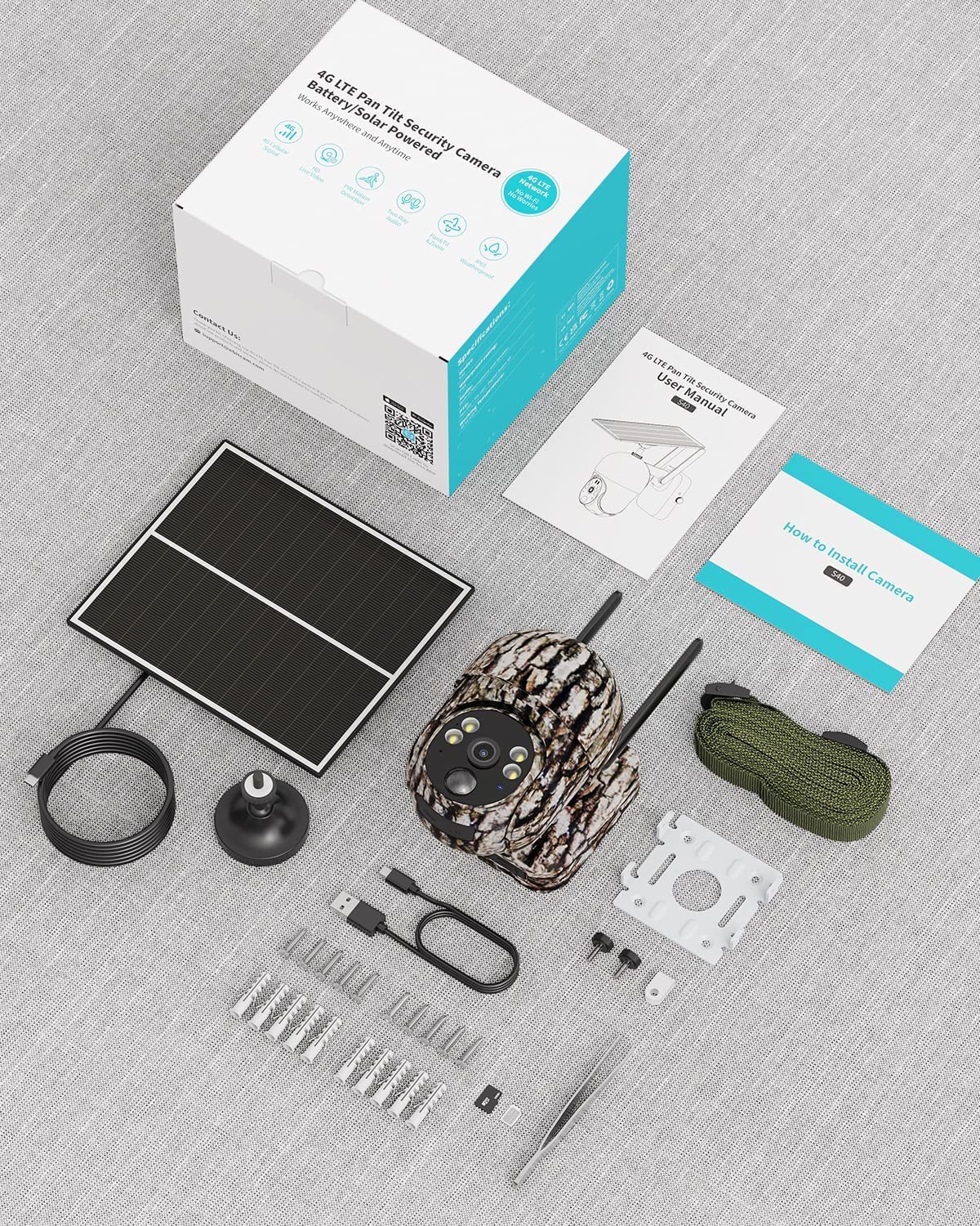 Ebitcam 4G LTE Cellular Trail Camera with SD & SIM Card (Verizon/AT&T/T-Mobile) - No WiFi Needed, 2K Live Video & Playback on Phone, 360° Full View, Motion Activated Game Camera with Night Vision - Ideal for Wildlife Monitoring, Hunting, and Outdoor Security