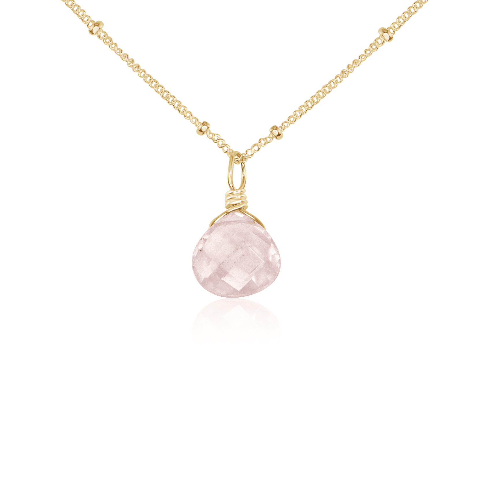 Rose Quartz Teardrop Crystal Pendant Necklace for Women - Healing Stone Jewelry for Love & Positive Energy | Perfect Gift for Valentine's Day, Anniversary & Spiritual Healing