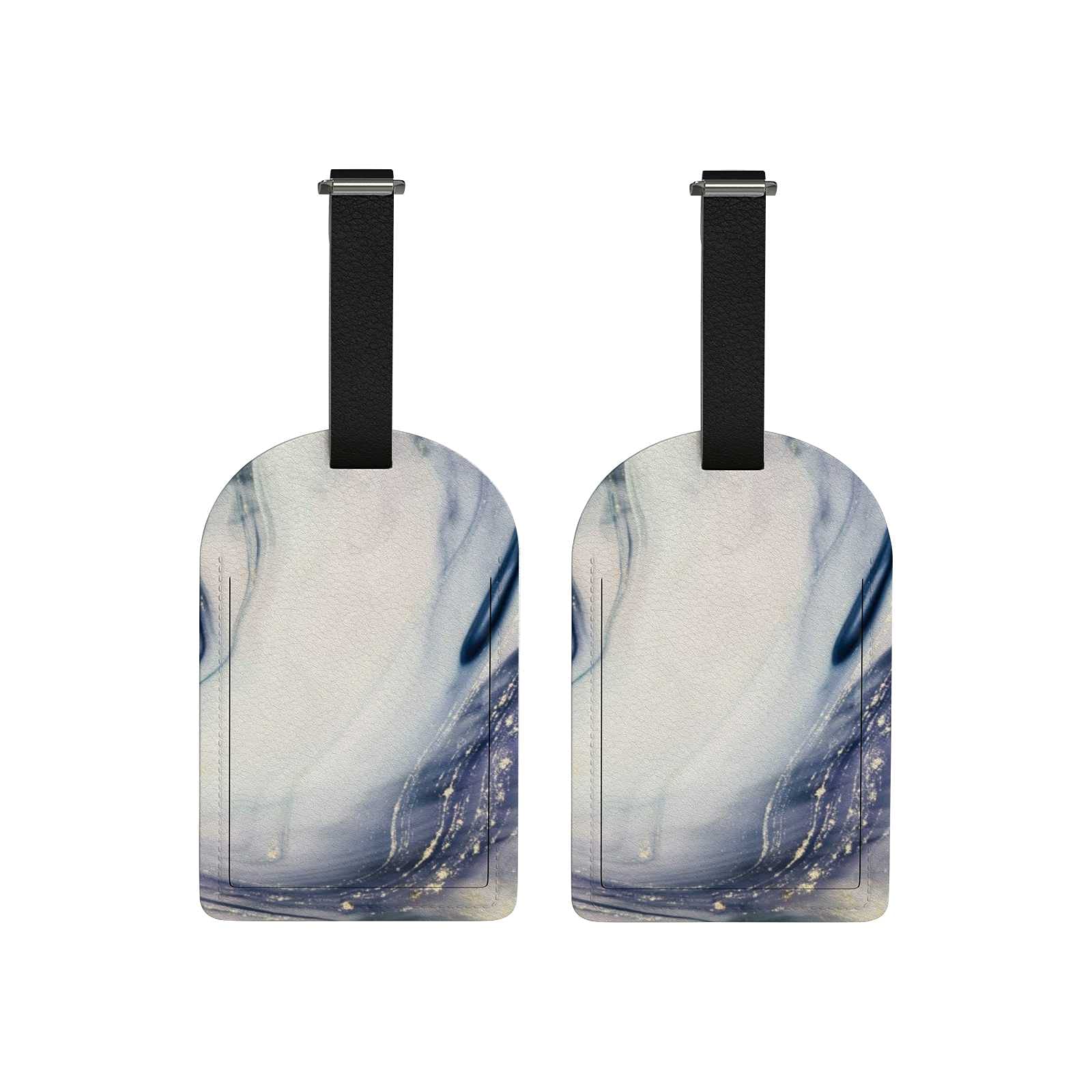 Ancient Oriental Travel Luggage Tags - 2 Pack PU Leather Suitcase Tags with Marble Printing Art - Perfect for Vacation, Business Trips & Unique Gift Ideas
