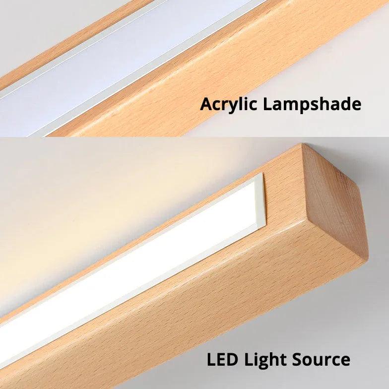 Modern Rectangular LED Wooden Hallway Ceiling Light Fixture - Energy Efficient Dimmable Lighting for Entryway, Corridor, and Staircase - Perfect for Home, Office, and Commercial Spaces