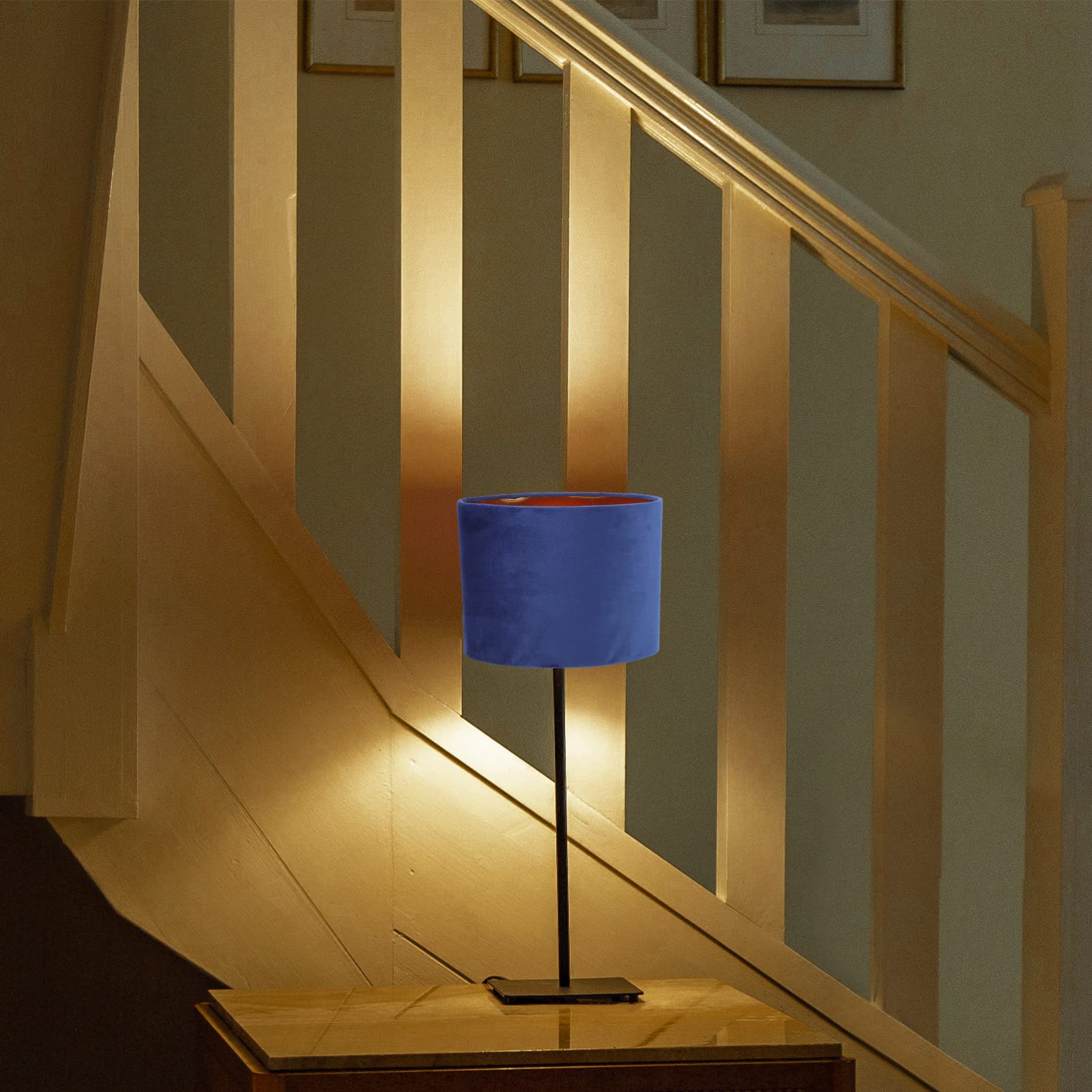 Lurrose E27 Drum Lampshade - Blue Fabric Lamp Shade Replacement for Table, Floor & Pendant Lights | Perfect for Living Room, Bedroom & Office Decor