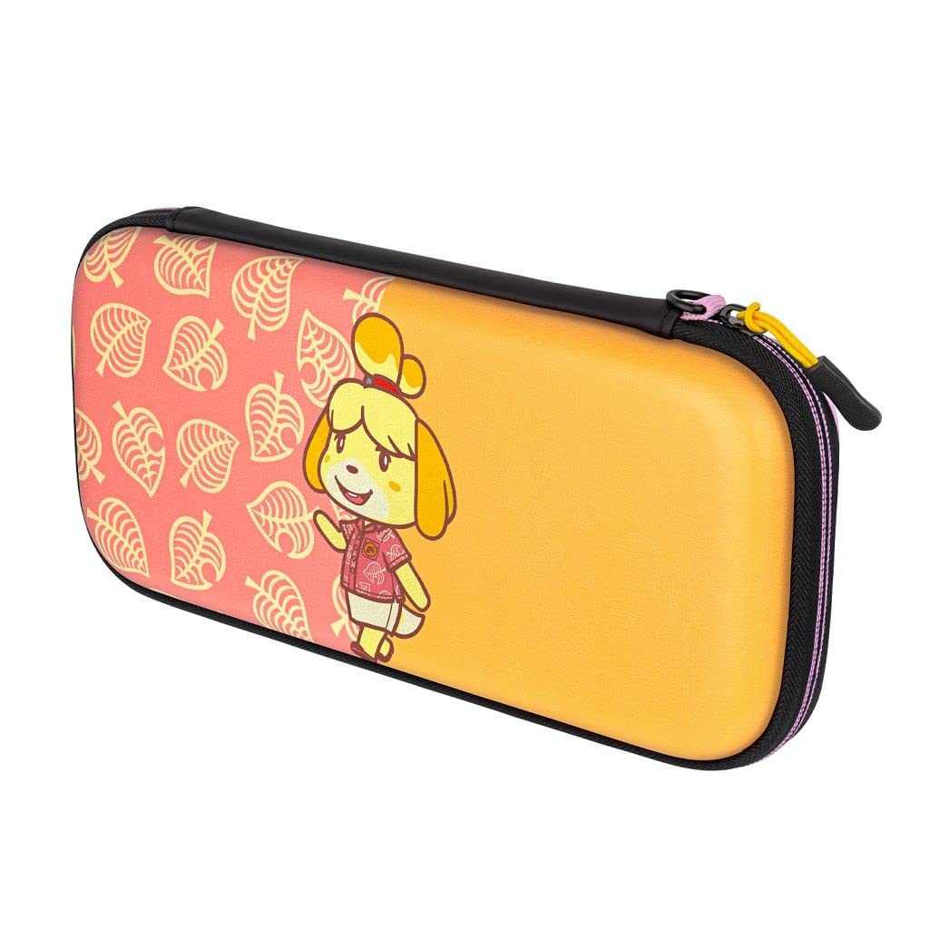 Official PDP Gaming Switch Slim Deluxe Travel Case - Isabelle Edition - Semi-Hardshell Protective PU Leather Cover with Console Stand - Compatible with Switch OLED & Lite - Holds 14 Games - Perfect for Travel, Commuting & Gaming On-The-Go