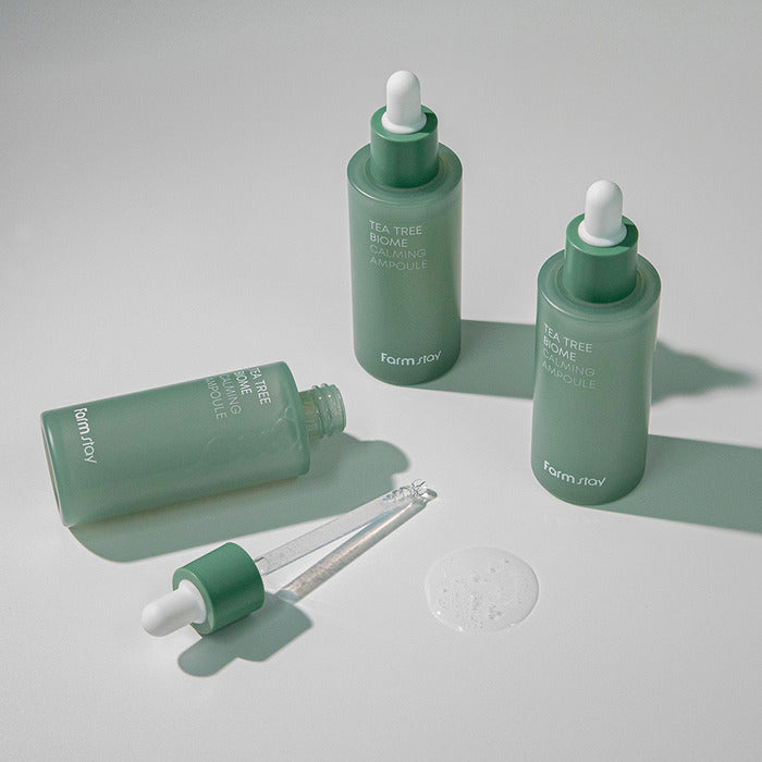 Farmstay Tea Tree Biome Calming Ampoule 50ml - Soothing Facial Serum for Acne-Prone Skin | Hydrating & Calming Treatment for Sensitive Skin | Perfect for Daily Skincare Routine & Post-Breakout Recovery