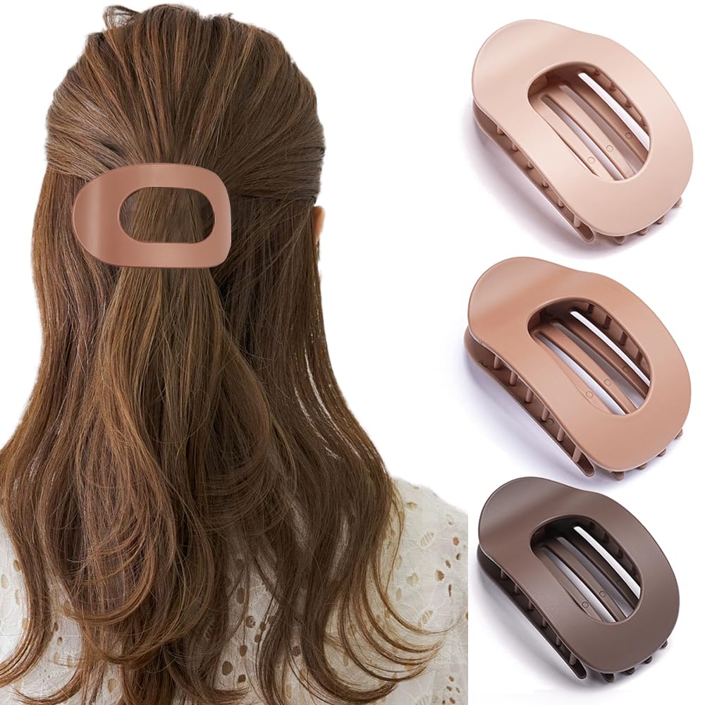 Matte Duck Billed Hair Claw Clips for Women - Large Neutral Hair Clips for Thick & Thin Hair (3 Colors) | Perfect for Ponytails, Buns & Everyday Styling