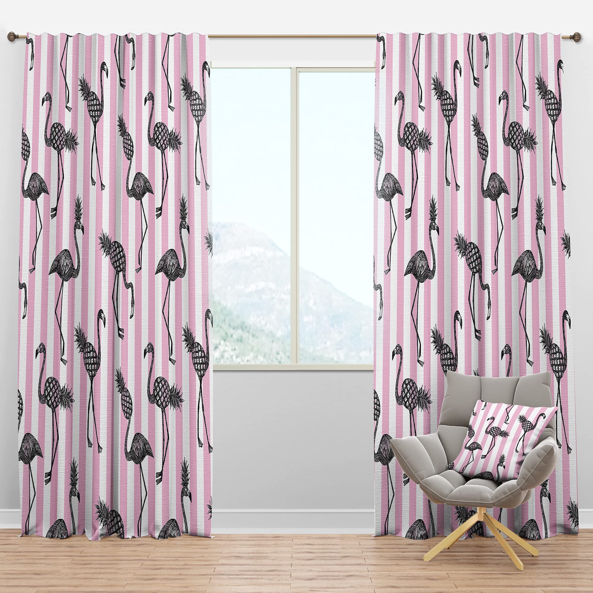 Flamingo on Pink Blackout Curtains - Thermal Insulated Room Darkening Drapes for Bedroom & Living Room - 52x95 Inches Single Panel - Perfect for Nursery, Home Theater & Light Sleepers