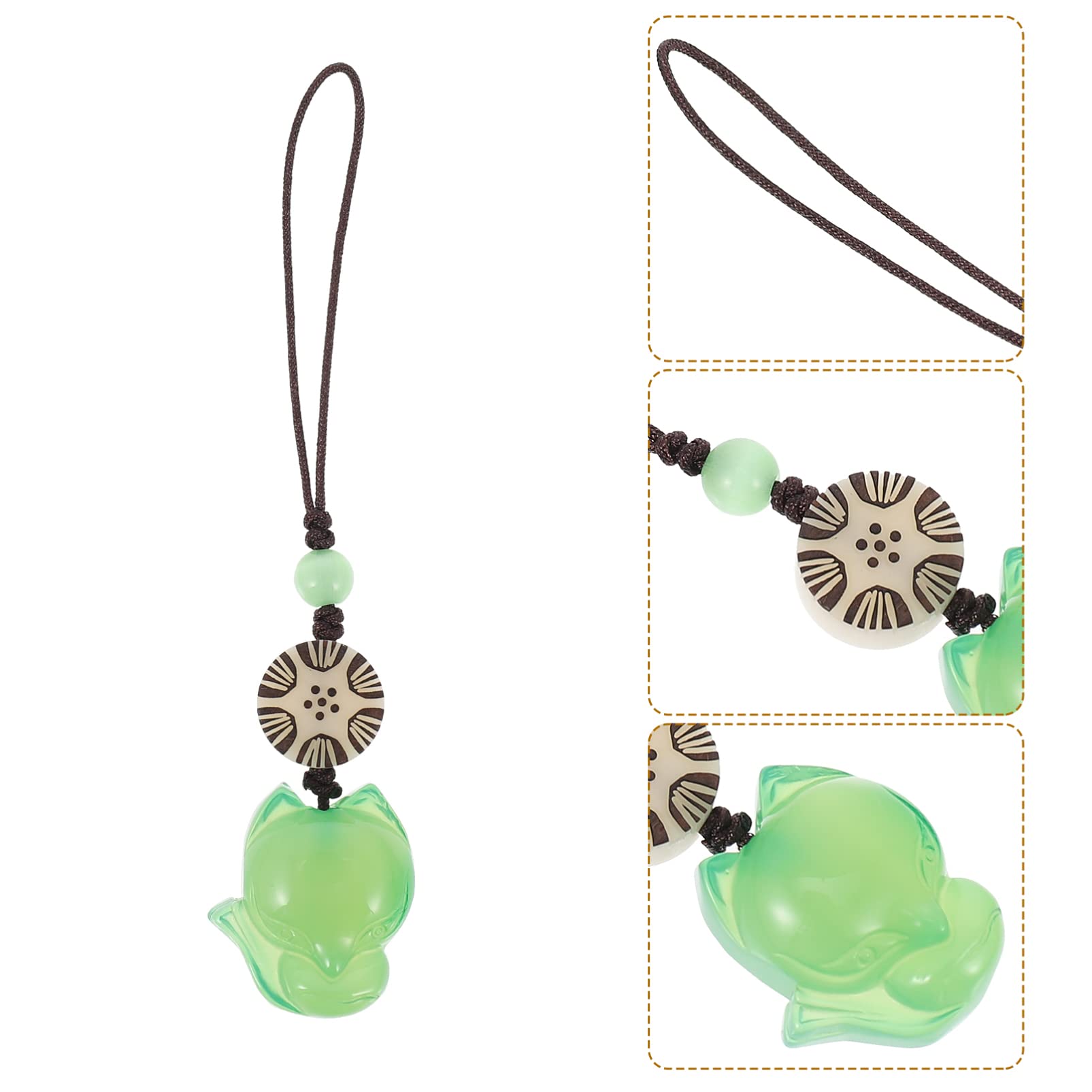 Fox Phone Lanyard - Cute Green Handmade Charm for Purse & Camera