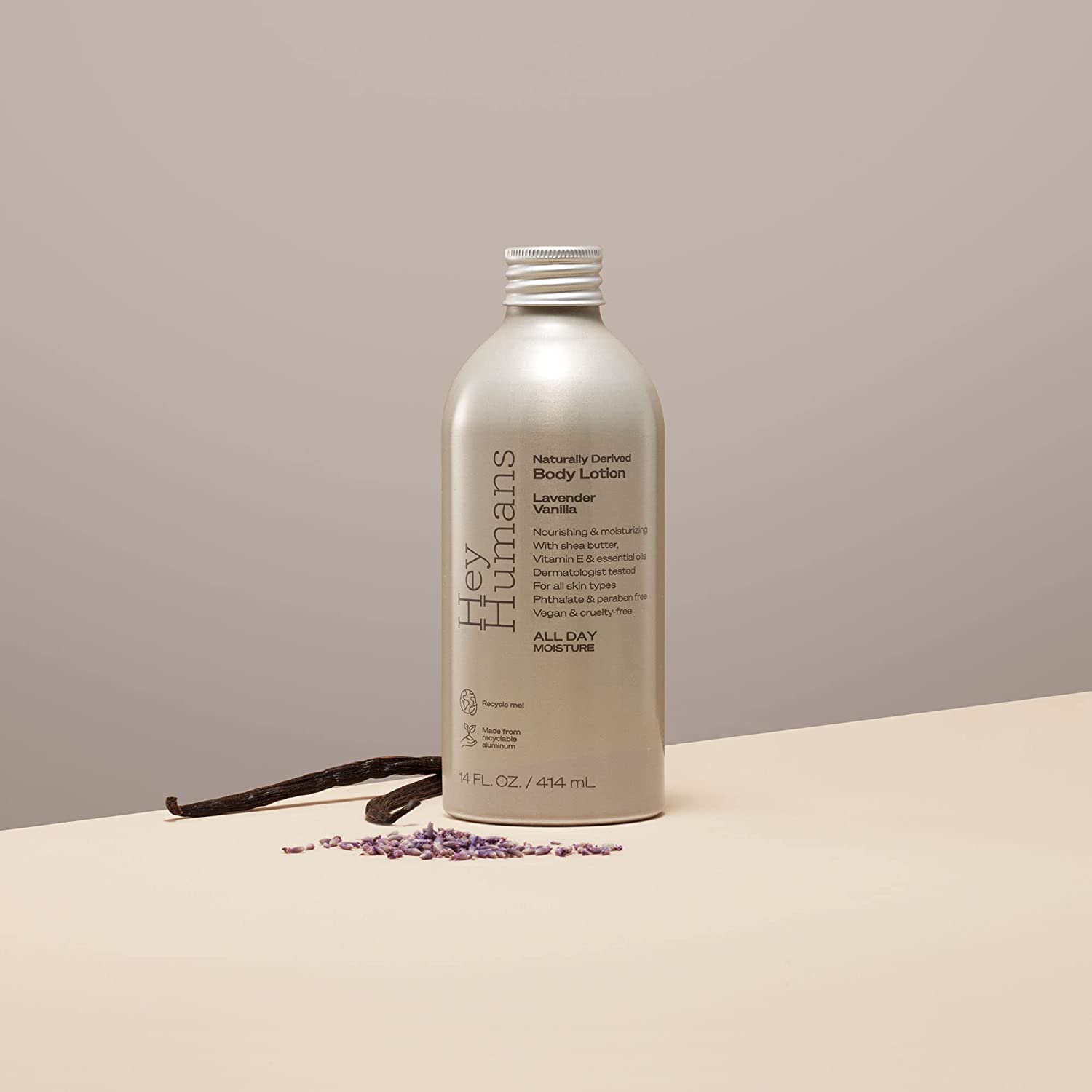 HEY HUMANS Lavender Vanilla Body Lotion - 14 fl oz | Moisturizing & Soothing Dry Skin | Perfect for Daily Hydration & Relaxation Before Bed
