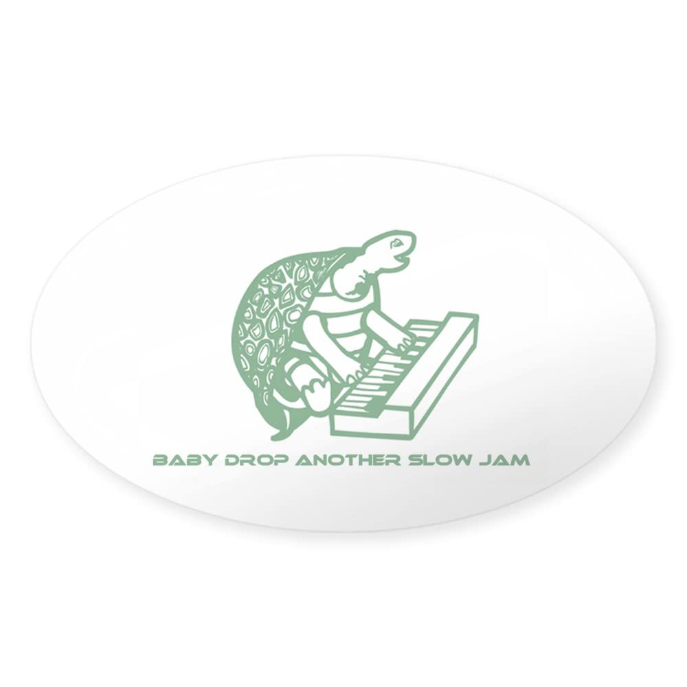 Funny Baby Drop Another Slow Jam Oval Bumper Sticker - Euro Style Car Decal for Parents & Music Lovers - Perfect for Cars, Laptops & Nursery Decor