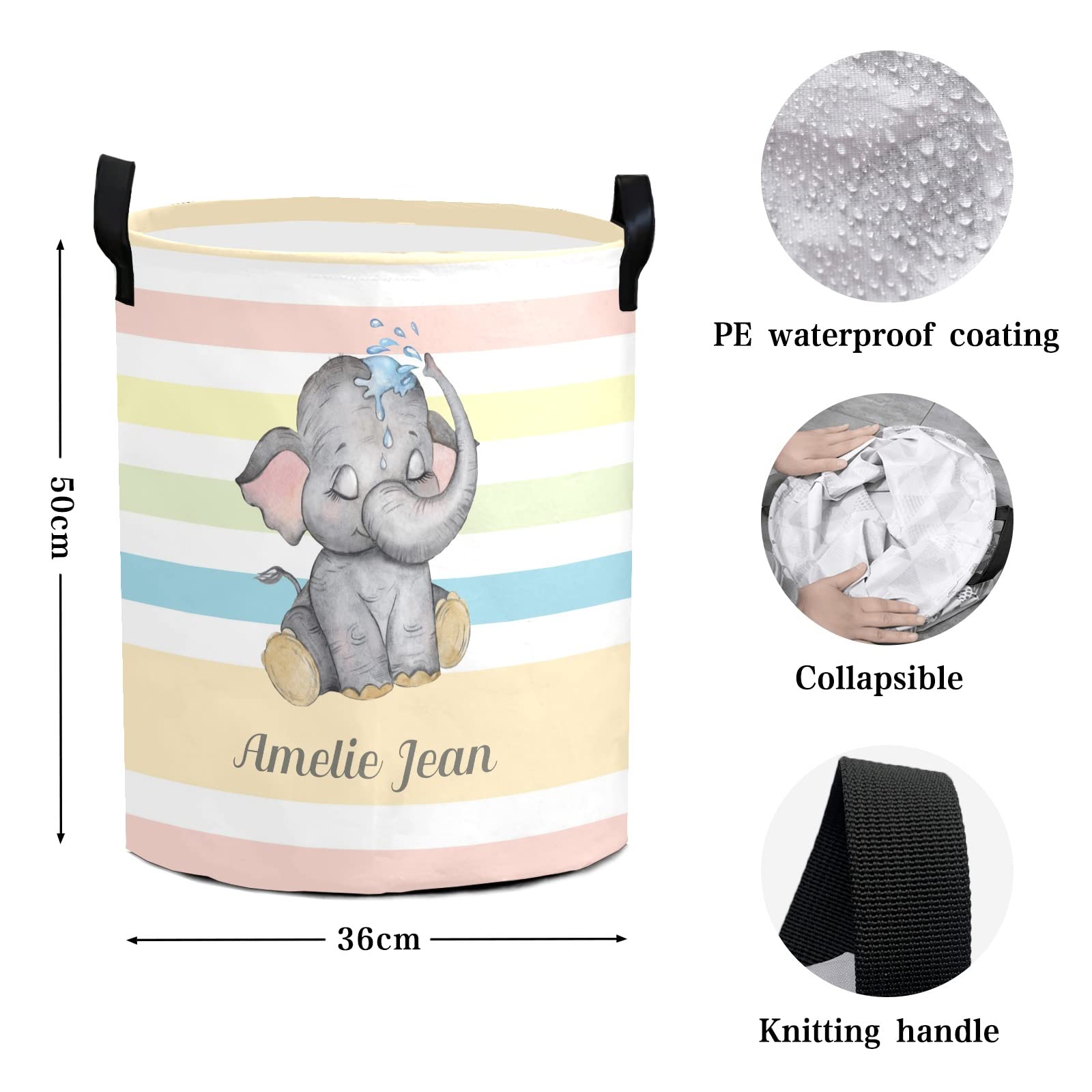 Adorable Elephant Storage Bin - Waterproof Oxford Fabric Laundry Hamper & Organizer for Clothes, Toys, Gifts | Perfect for Nursery, Bedroom & Kids Room Organization