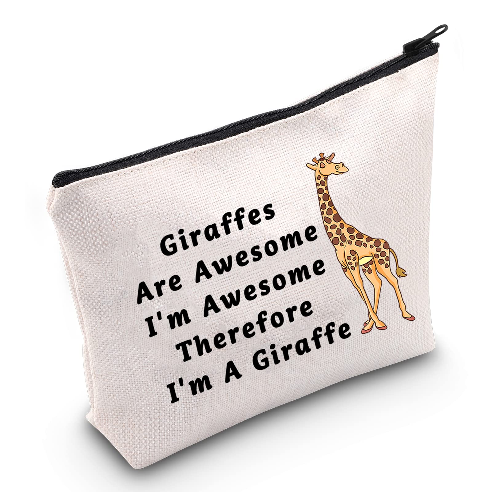 LEVLO Funny Giraffe Makeup Bag - Cute Giraffe Lover Gift for Women - 'I'm Awesome Therefore I'm A Giraffe' Cosmetic Pouch - Perfect for Travel, Gym & Everyday Use
