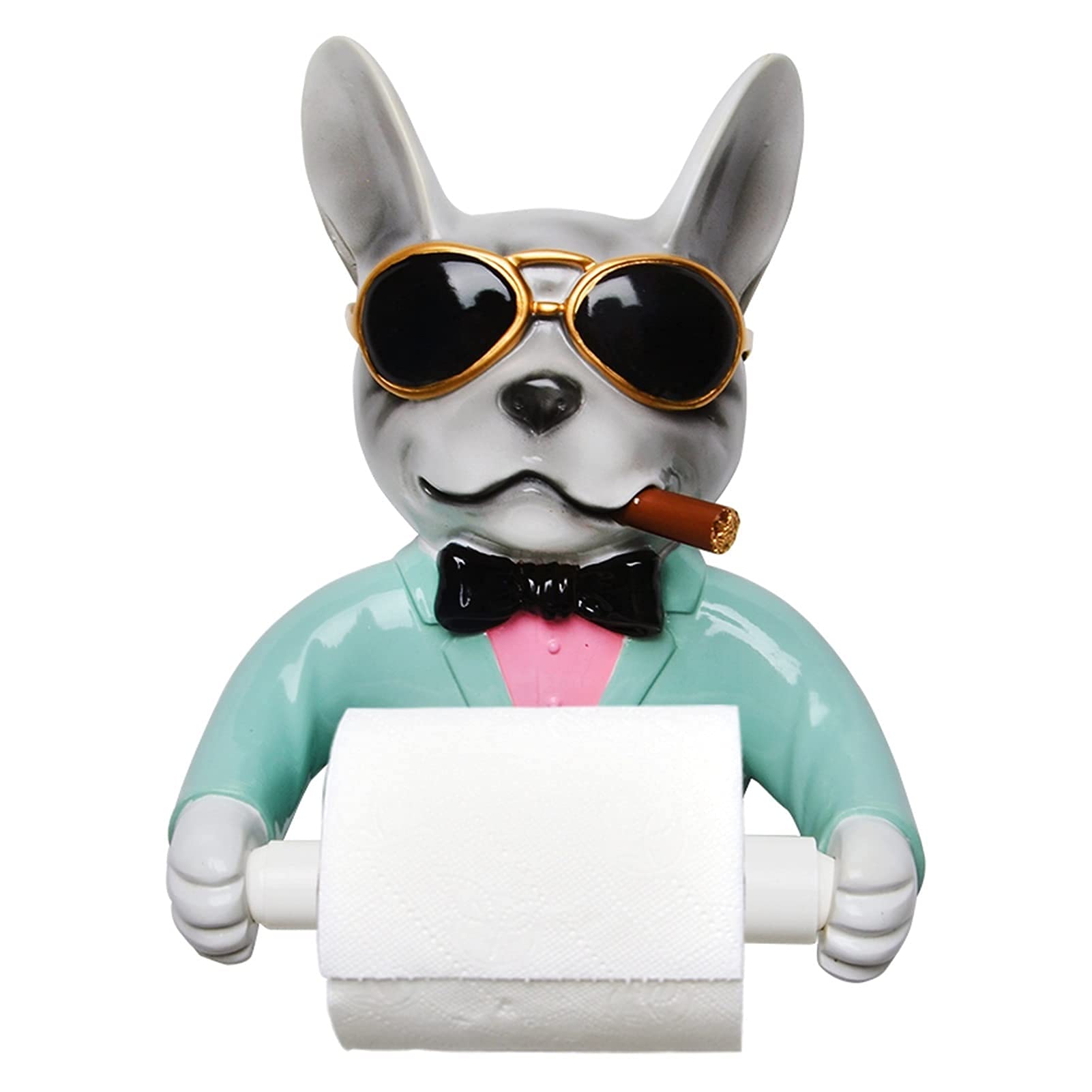 Gray Dog Toilet Paper Holder - Resin Tissue Box Tray for Bathroom Hygiene | Free Punch Hand Design | Household Paper Towel Reel Spool Organizer (Color Options: 2 & 5) - Perfect for Modern Bathrooms & Pet-Friendly Homes