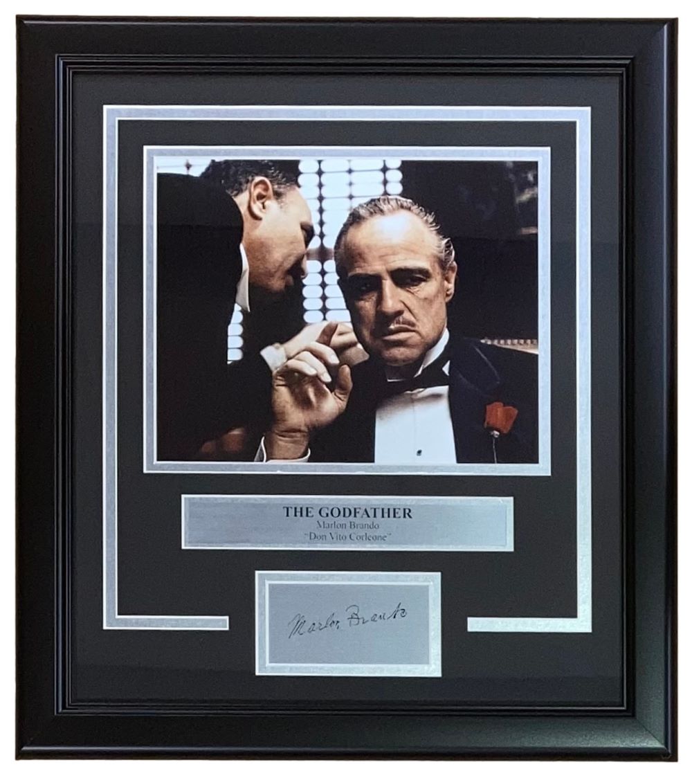 Authentic Marlon Brando Framed 8x10 The Godfather Movie Photo with Laser Engraved Signature - Perfect for Home Theater Decor, Film Memorabilia Collection & Italian Mafia Theme Gifts