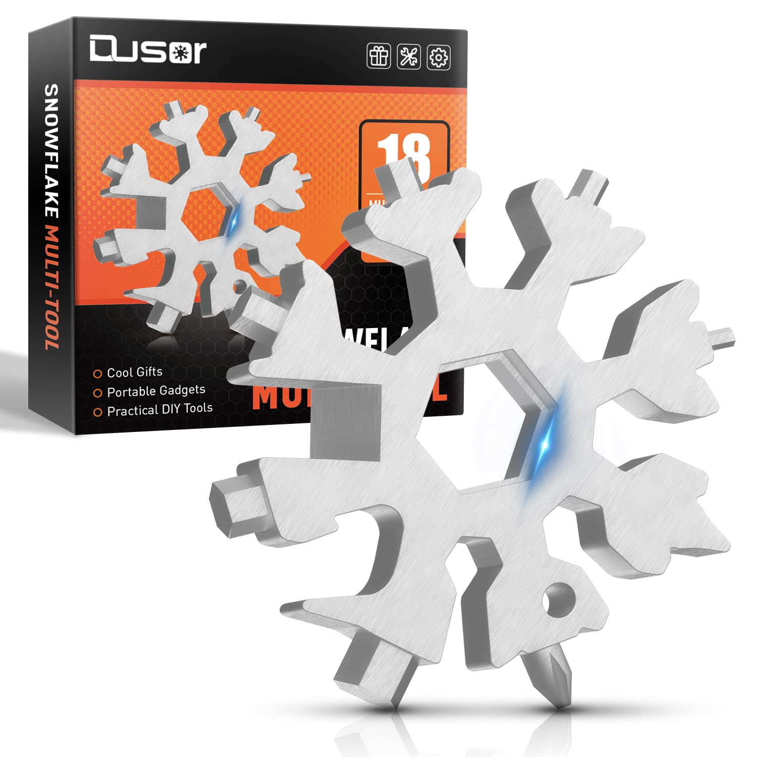 18-in-1 Snowflake Multitool for Men - Premium Stocking Stuffer Gift for Dad, Husband & Boyfriend | Christmas Gadgets, Cool Tools & Practical Gifts for Men Who Have Everything | Perfect for Camping, Hiking, DIY Projects & Everyday Carry