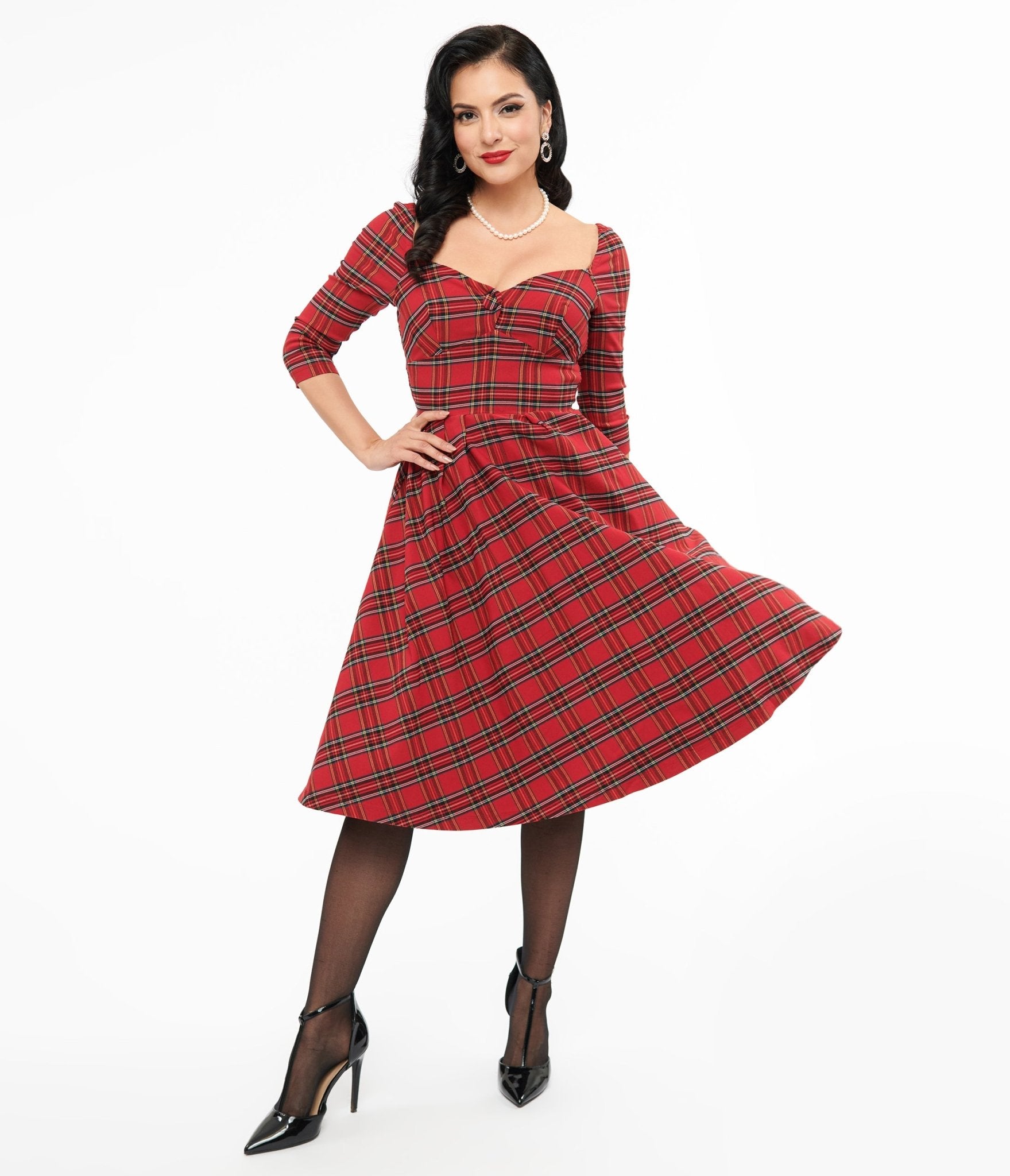 Vintage 1950s Red Plaid Lamar Swing Dress - Retro A-Line Cocktail Dress for Women | Perfect for Parties, Weddings & Special Occasions