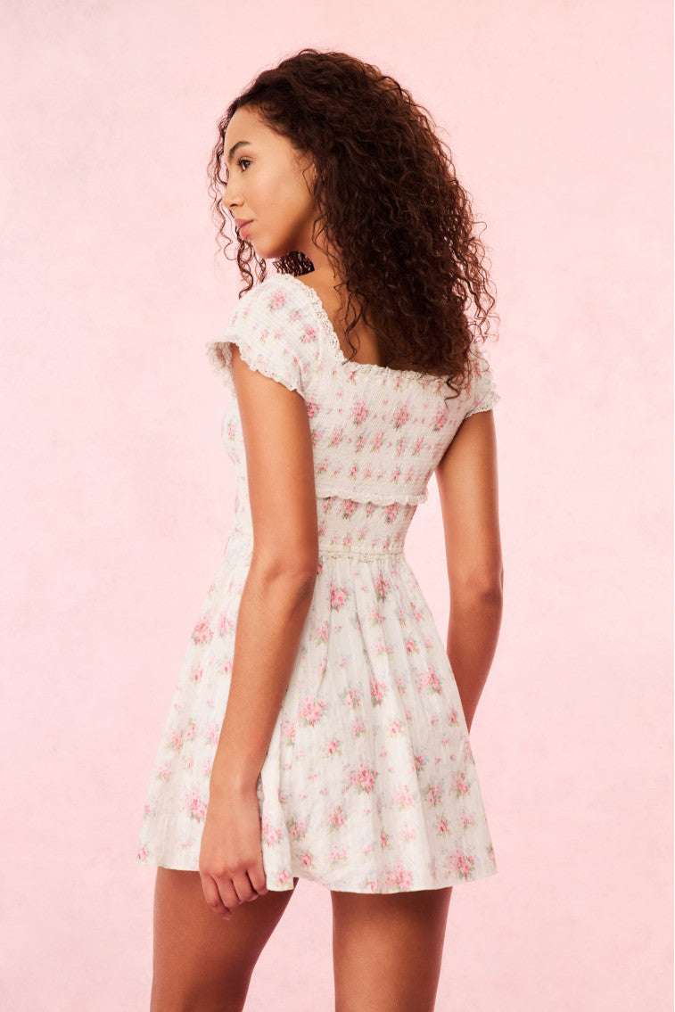 Siona Women's Floral Print Mini Dress - Soft Cotton Summer Dress for Casual Outings, Beach Vacations & Date Nights
