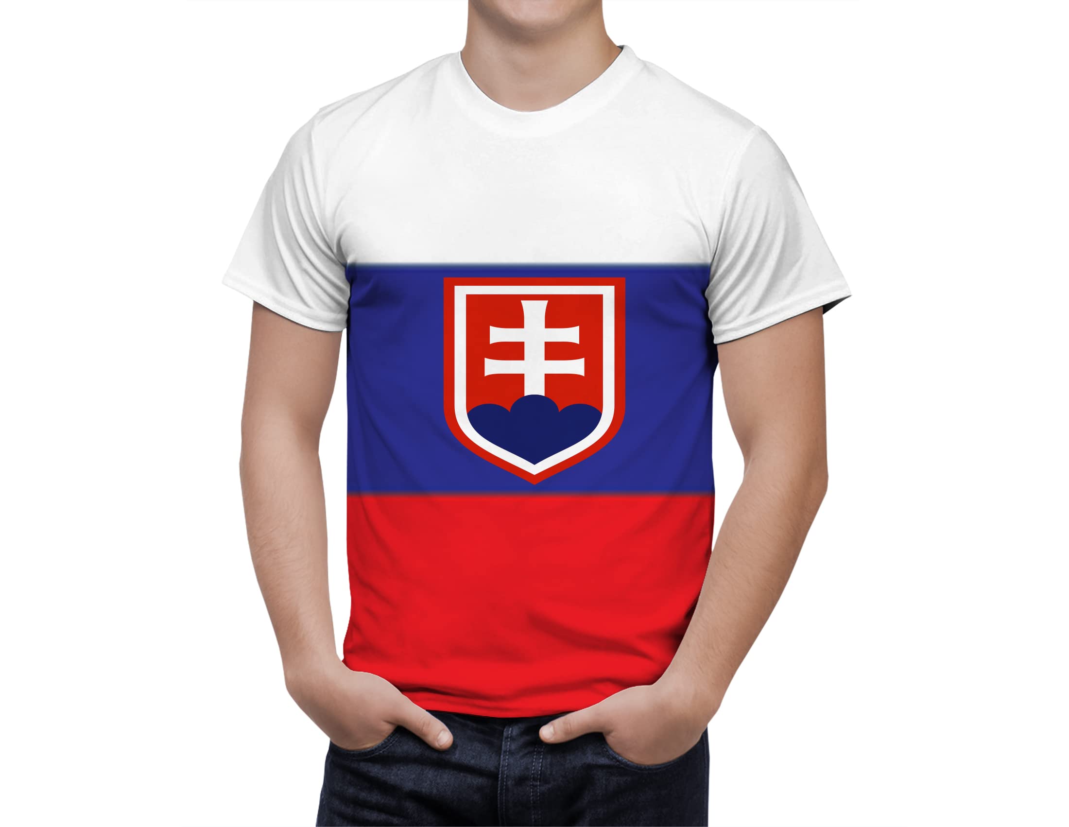 Slovakia Flag T-Shirt with Coat of Arms - Patriotic Slovak Country Emblem Tee for Men & Women | Perfect for National Holidays, Sports Events & Cultural Celebrations
