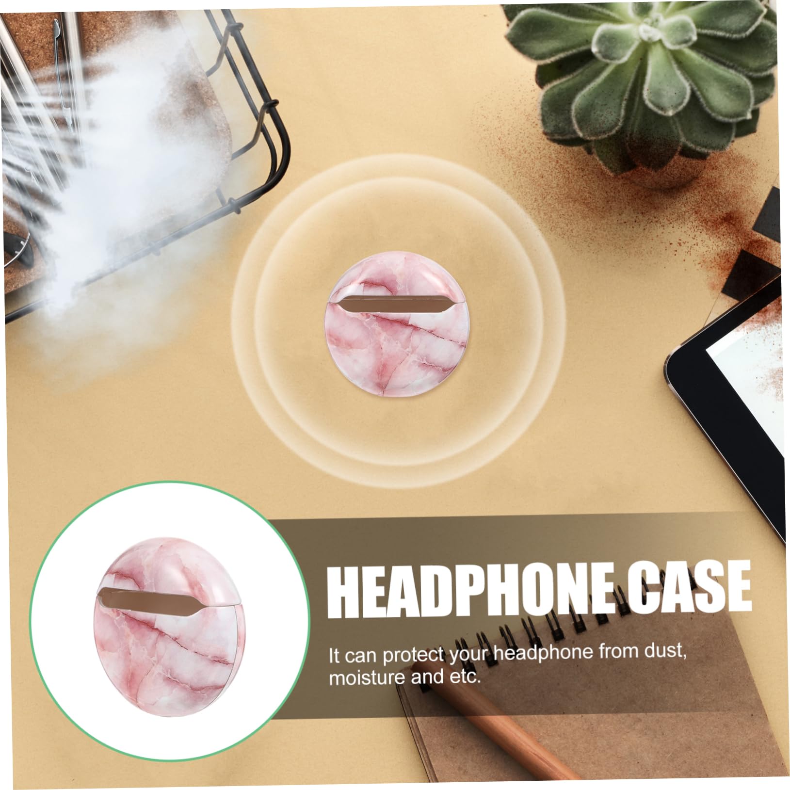 Mikikit Marble Design Earphone Protective Case - Durable Headset Cover for AirPods, Wireless Earbuds (1 Pack, Red) - Perfect for Travel, Gym & Daily Storage