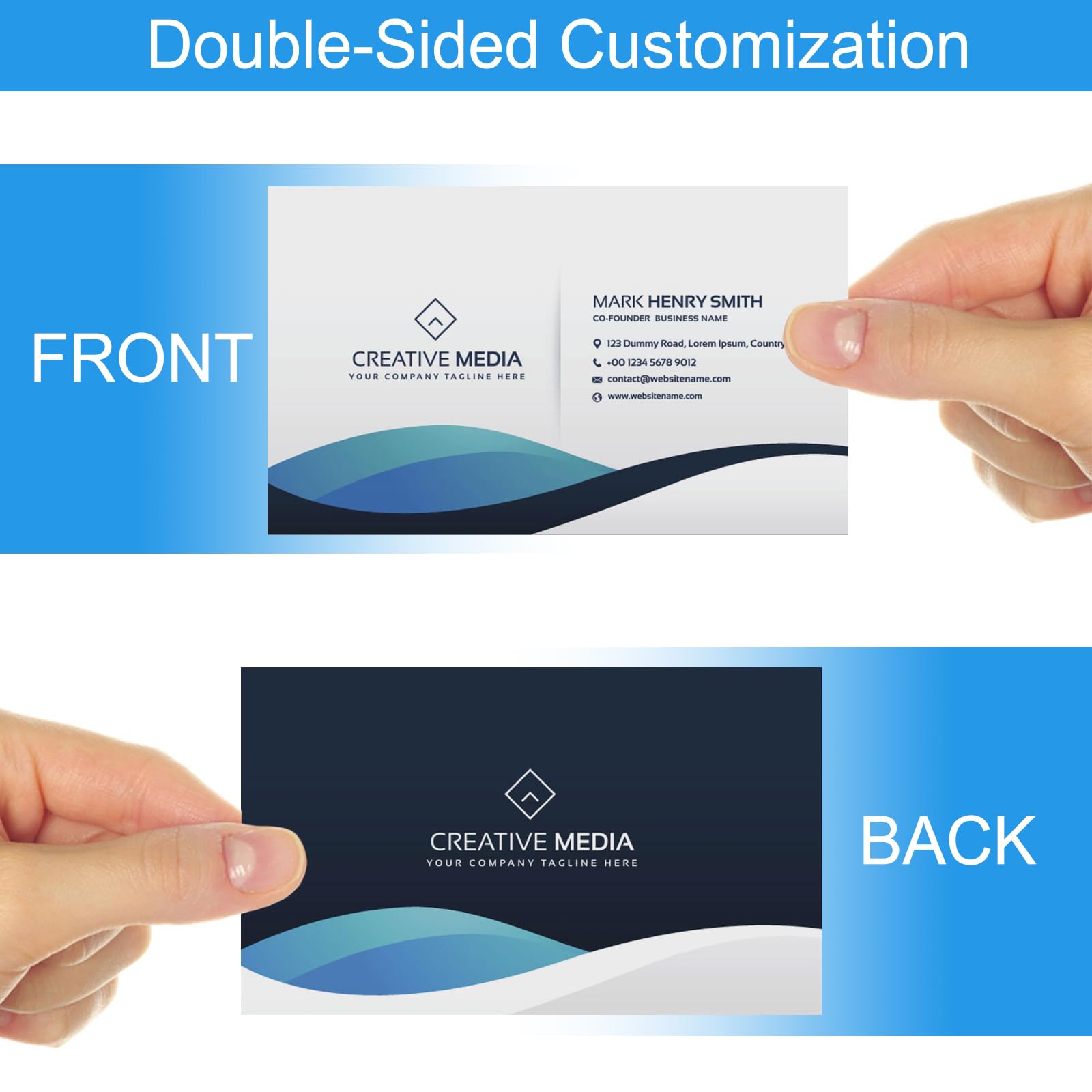Custom Business Cards with Logo | Personalized & Printable Double-Sided Waterproof Business Cards | 100-1000 Quantity Options for Small Business | Perfect for Networking, Trade Shows & Professional Branding