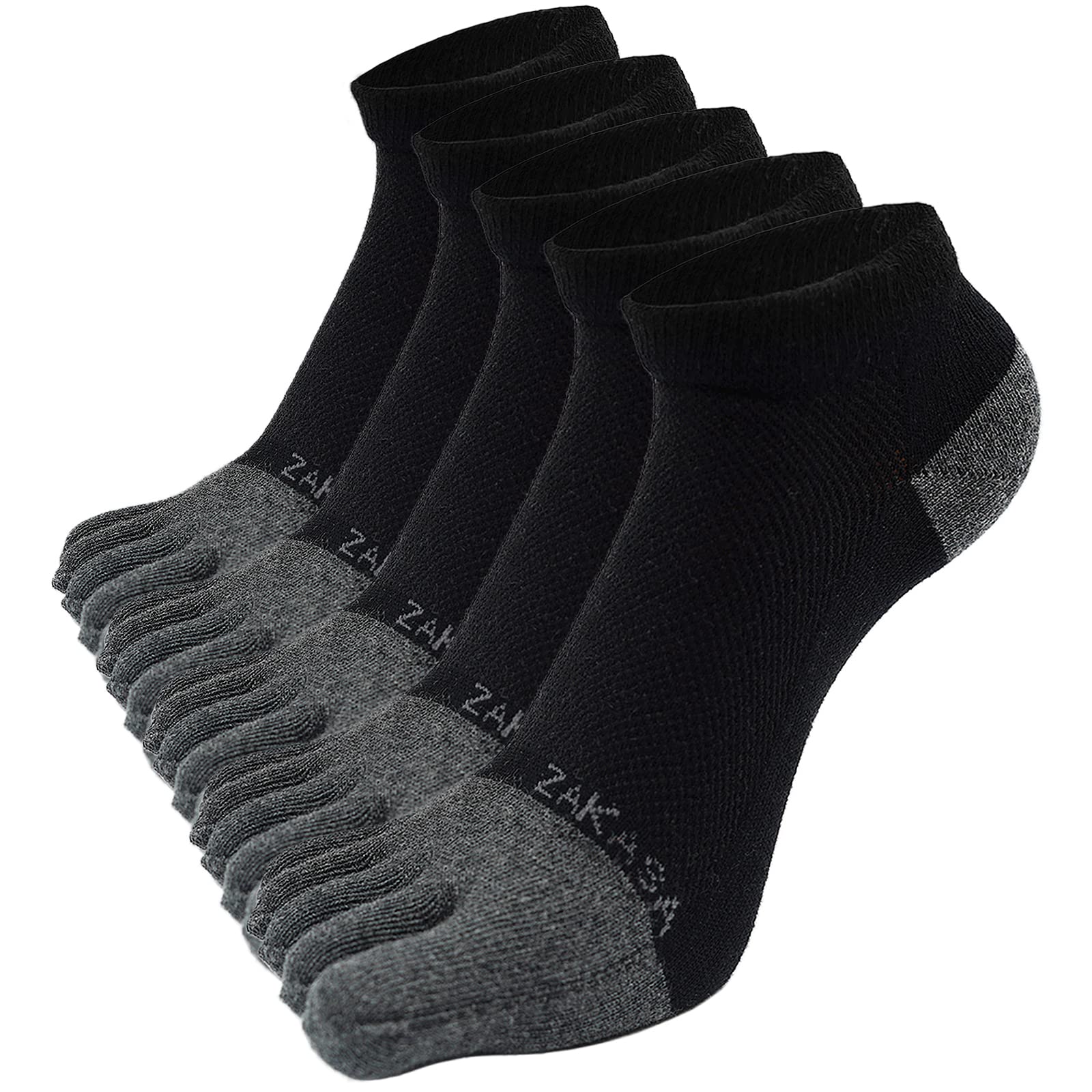 CaiDieNu Men's Five Toe Socks - 5 Pairs Breathable Cotton Athletic Crew Socks for Running, Yoga & Workout (Size 8-12) | No Show Ankle Socks for Sports & Daily Comfort