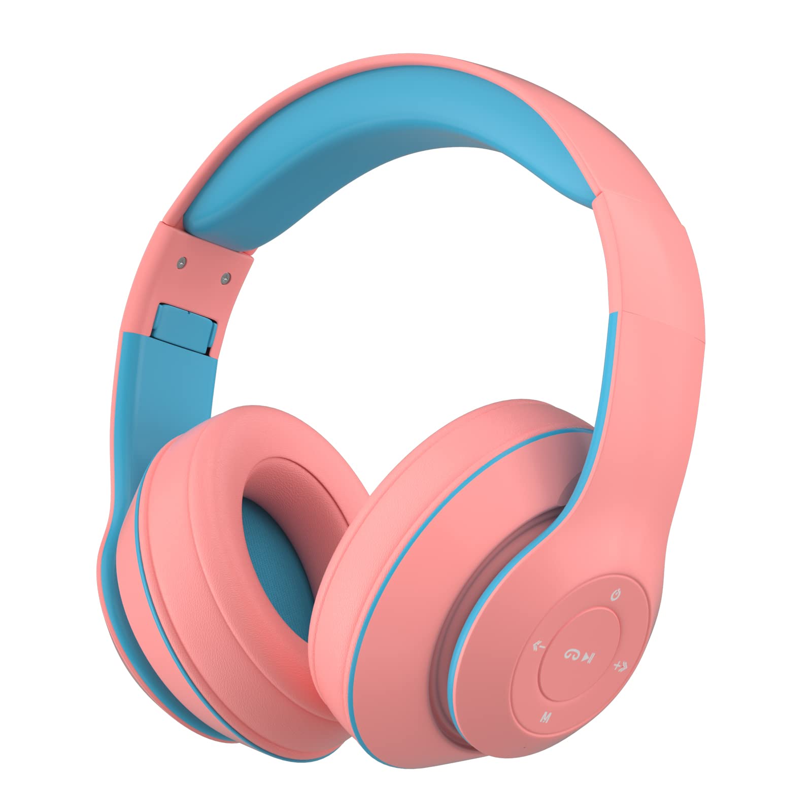 **Kids Bluetooth Headphones with Mic - Wireless/Wired Noise Cancelling Stereo Headphones for Online Learning, Music & Games - Soft Elastic Earmuffs, Foldable Design (Pink) - Perfect for School, Travel & Home Use**