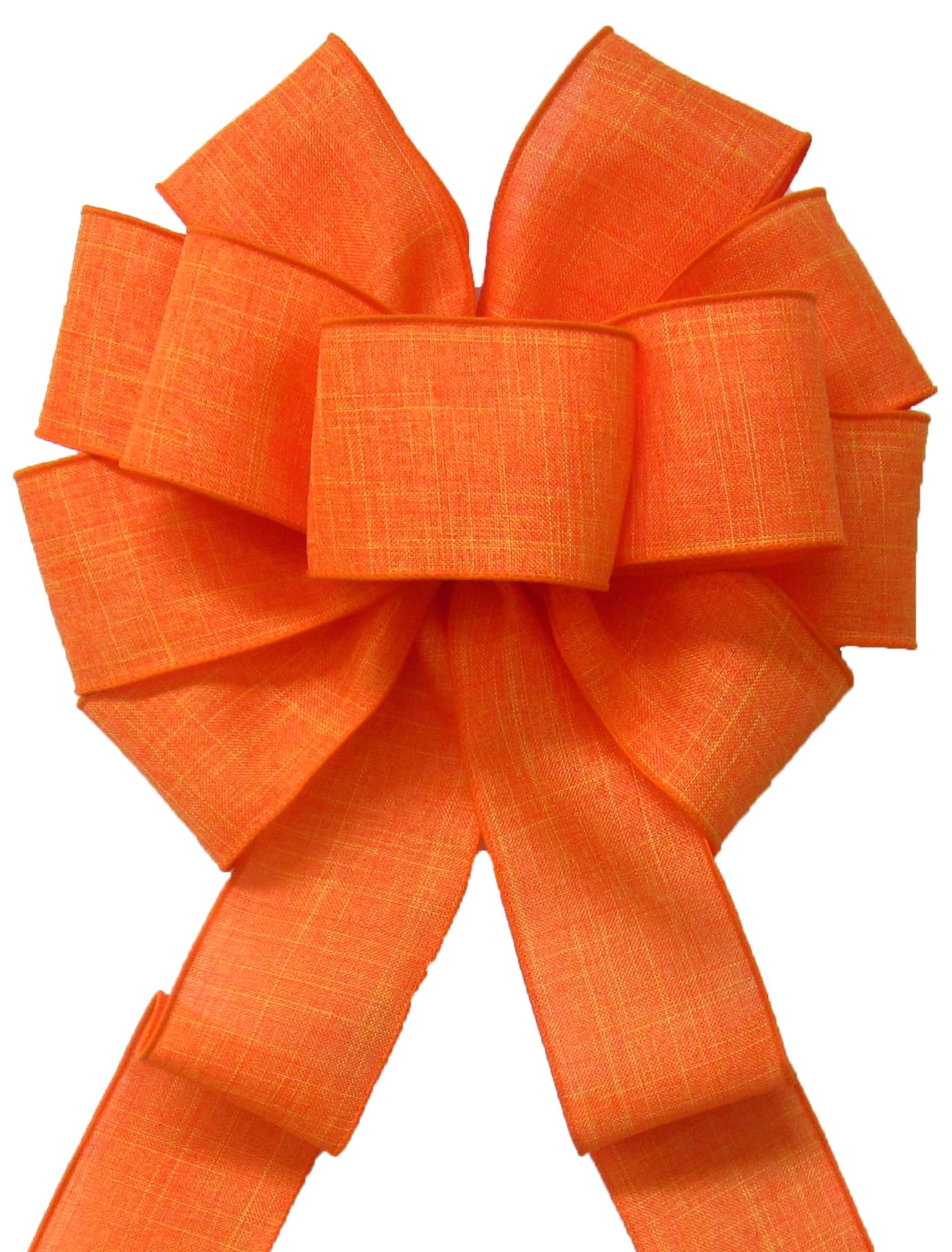 10 Inch Orange Linen Wreath Bows for Halloween & Fall Decor - Rustic Handmade Bows for Wreaths, Crafts, and DIY Home Decor by Alpine Holiday Bows - Perfect for Front Door, Mantel, and Seasonal Centerpieces
