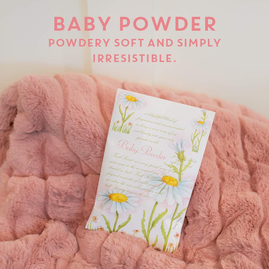 WILLOWBROOK Fresh Scents Scented Sachets - Baby Powder Fragrance | Long-Lasting Aroma for Drawers, Closets & Baby Rooms | Perfect for Home, Nursery & Gift Giving