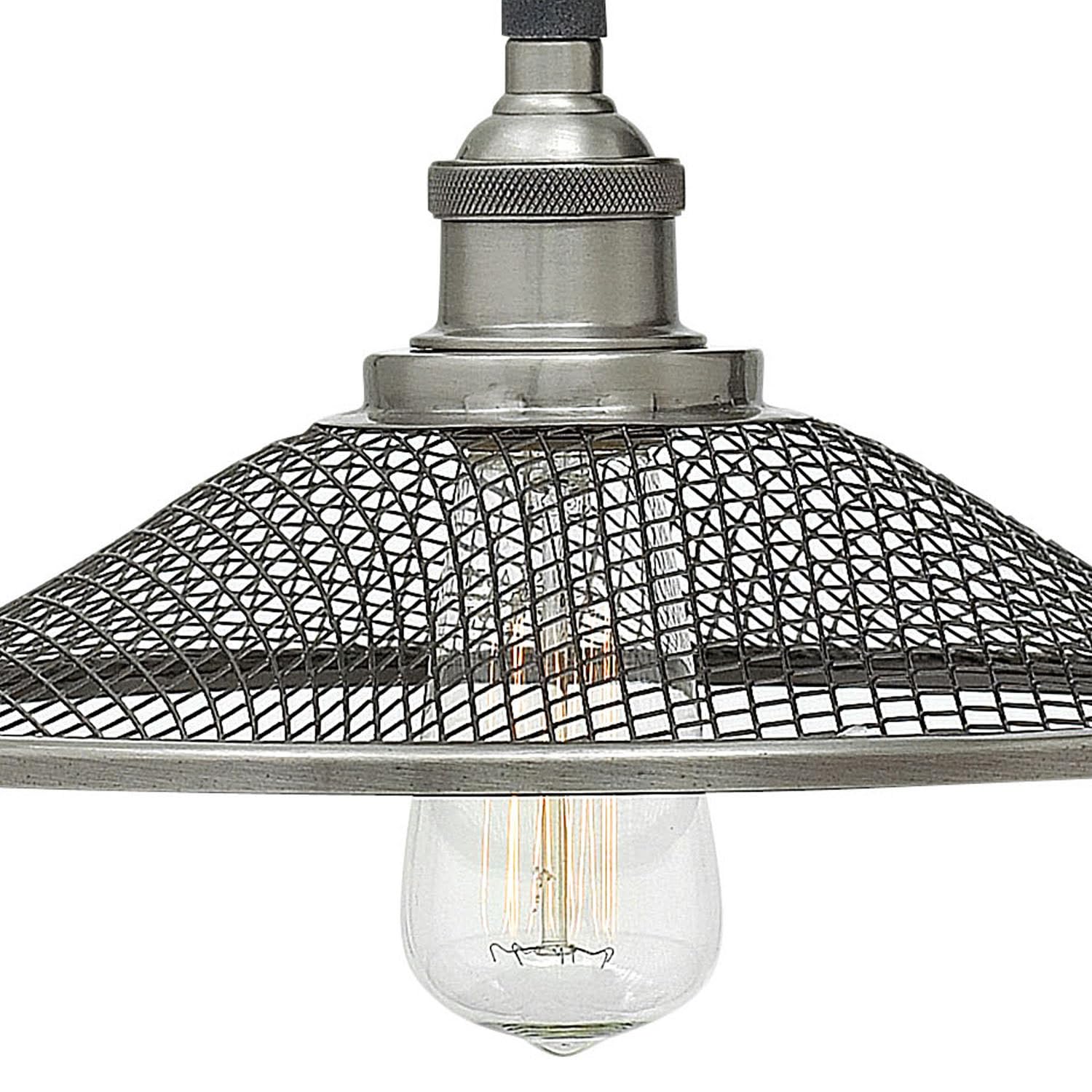 Hinkley Rigby Collection Aged Zinc One Light Pendant - Vintage Industrial Ceiling Light Fixture for Kitchen Island, Dining Room or Entryway