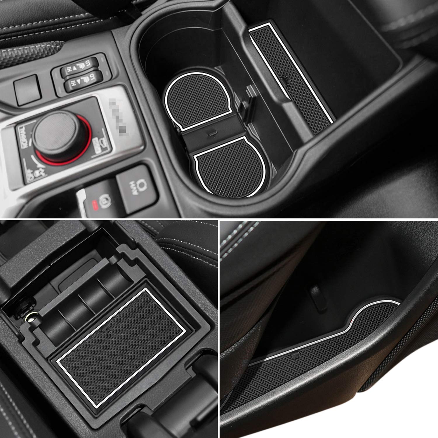 Premium Anti-Dust Mats for Subaru Forester 2019-2024 | Custom Interior Accessories Set (17pcs) | Cup Holder Liners, Center Console & Door Pads | Glow in Dark & White | Perfect for Road Trips & Daily Commute