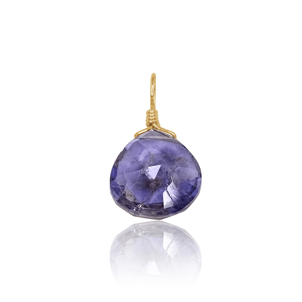 Tiny Iolite Teardrop Gemstone Pendant Necklace - Elegant Purple Jewelry for Women, Gift for Her - Perfect for Weddings, Parties & Everyday Wear